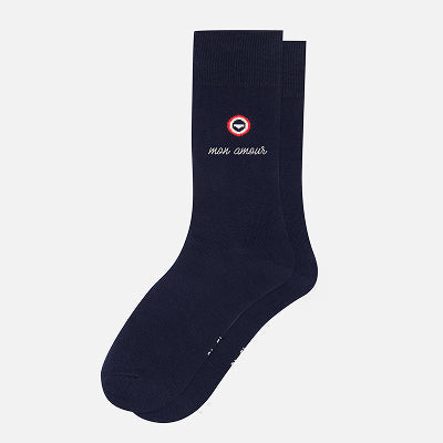 Chaussettes brodées en coton côtelé Vert