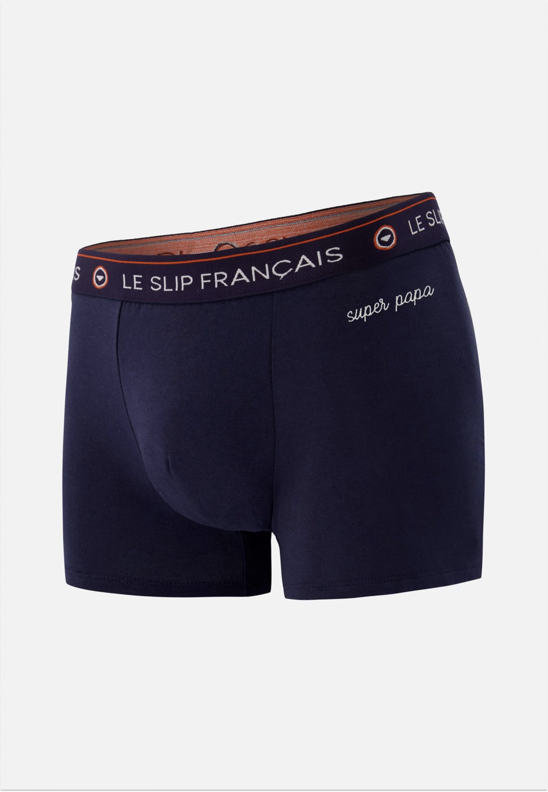 Boxer bleu marine en coton - Redoutable Marine Brodé Super Papa