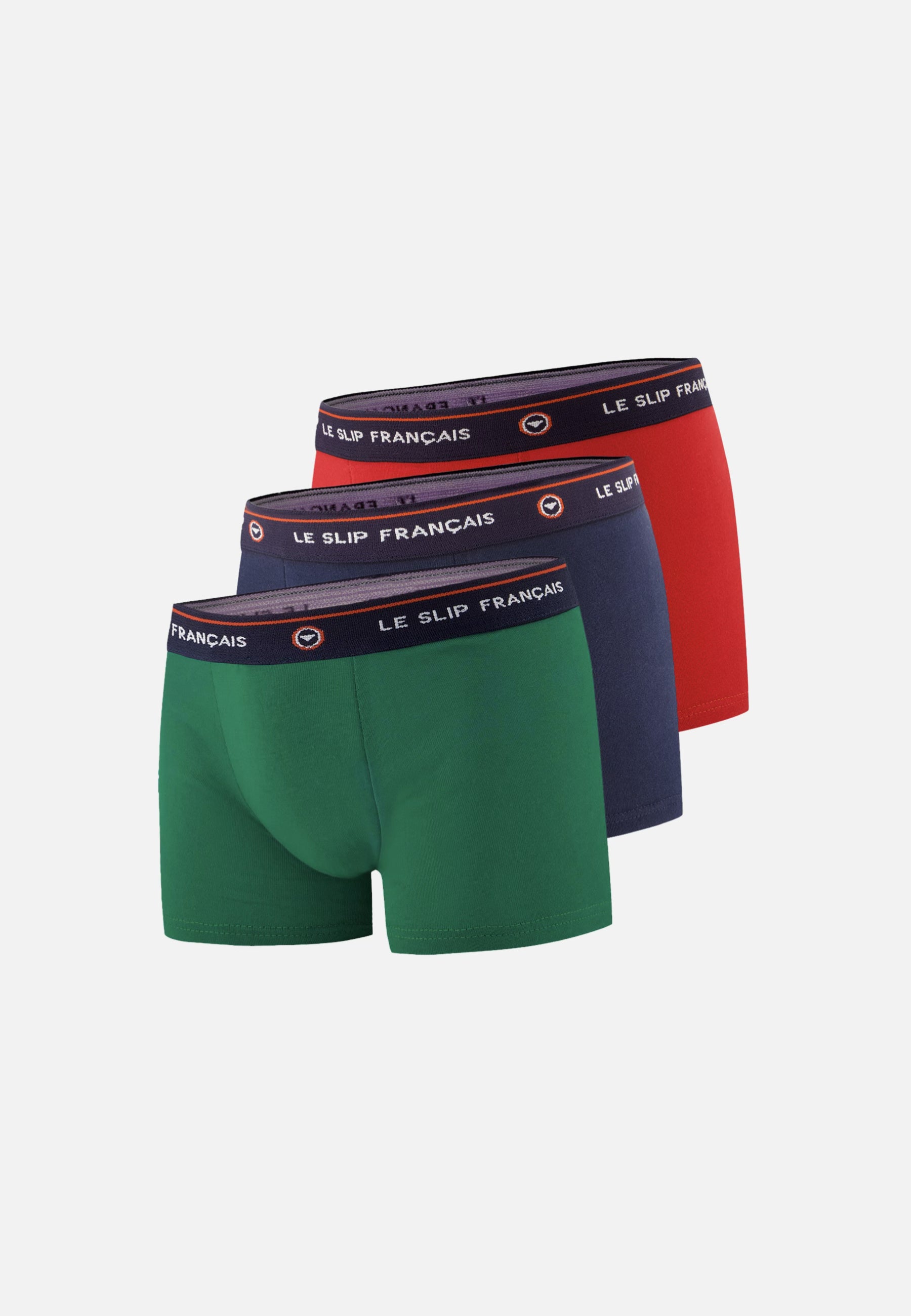Lot de 3 boxers enfant en coton - Boxers Emeraude Marine Rouge
