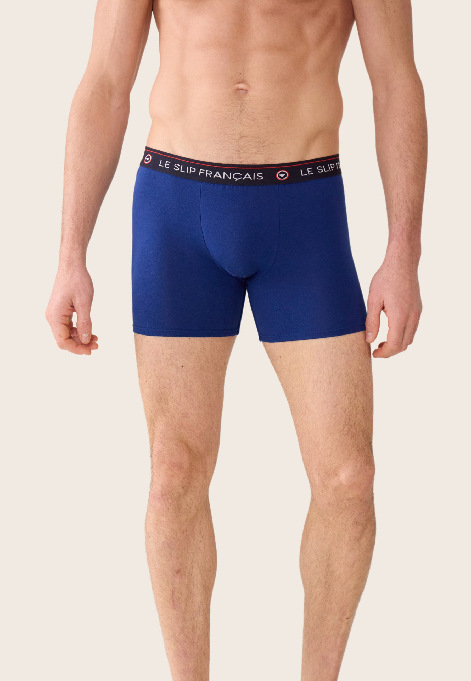 Pack of 3 long cotton boxer shorts - Long Boxer Shorts Navy Blue Nautical Indigo