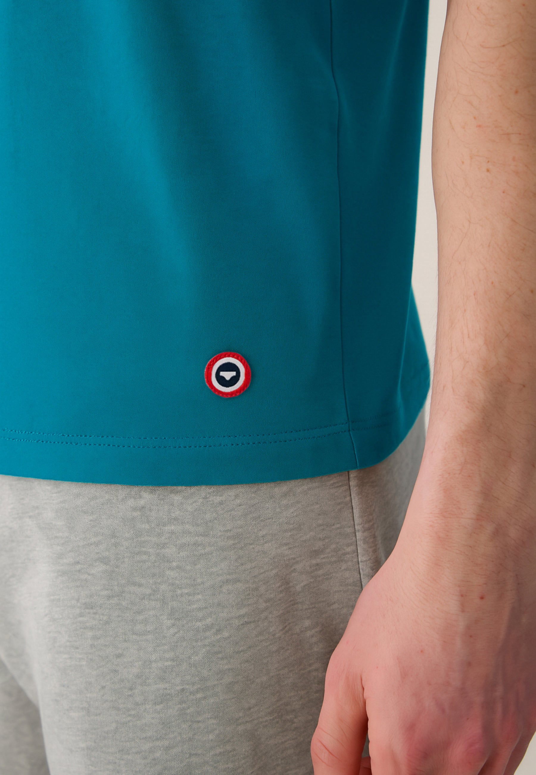 Ensemble pyjama haut bleu et short gris en coton - Pyjama haut manches courtes formidable Topaz et bas de pyjama court invincible Gris Chiné