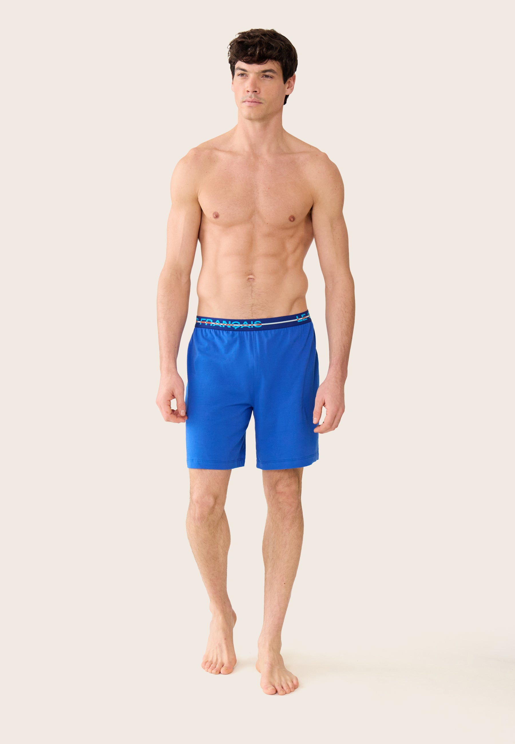 Bas de pyjama court bleu en coton - Invincible Bleu Nautique