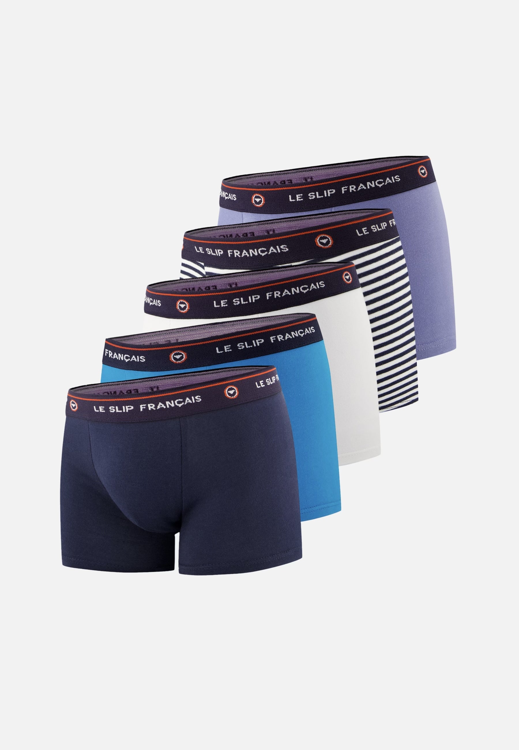 Lot de 5 boxers enfant en coton - Boxers Bleu Jean Marine Marinière Blanc Bleu Fluo