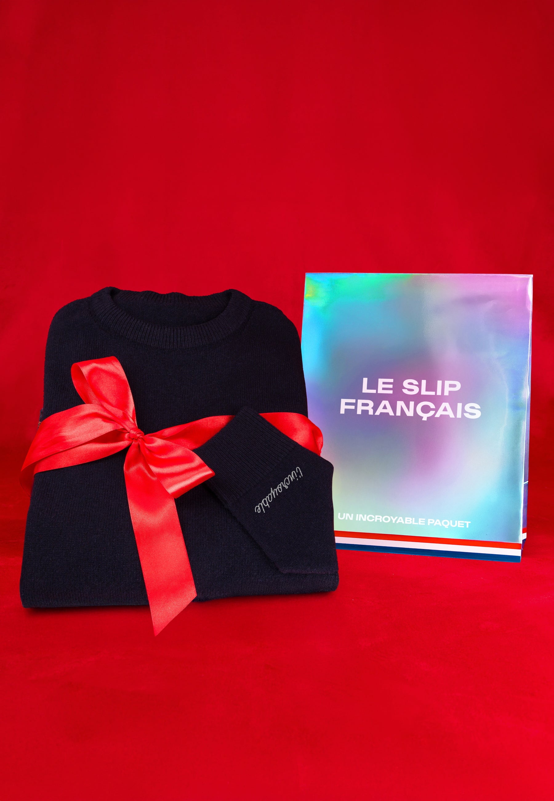 Pull homme bleu marine en maille - Jean Pull Marine Brodé L'Incroyable