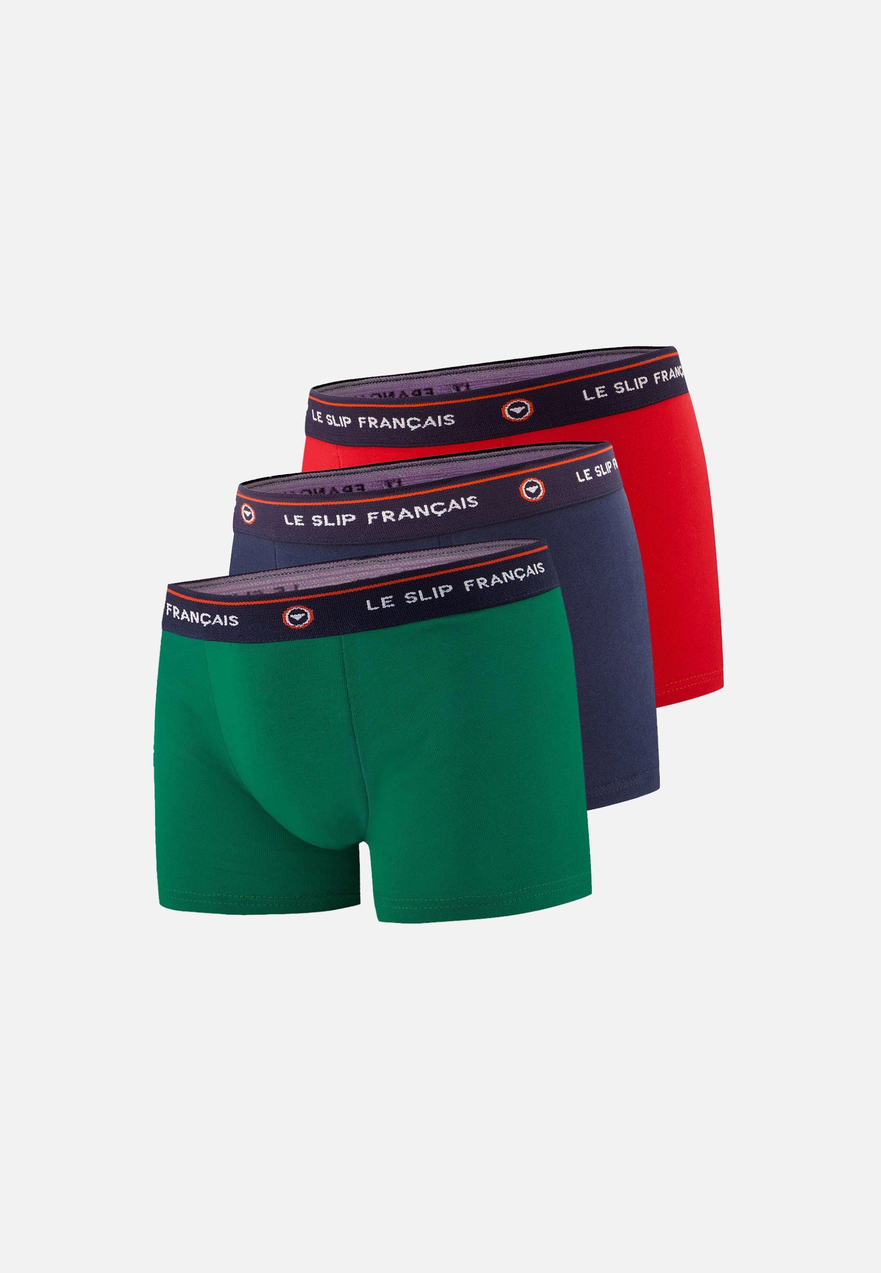 Pack of 3 children's cotton boxer shorts - Emerald Navy Red Boxer Shorts