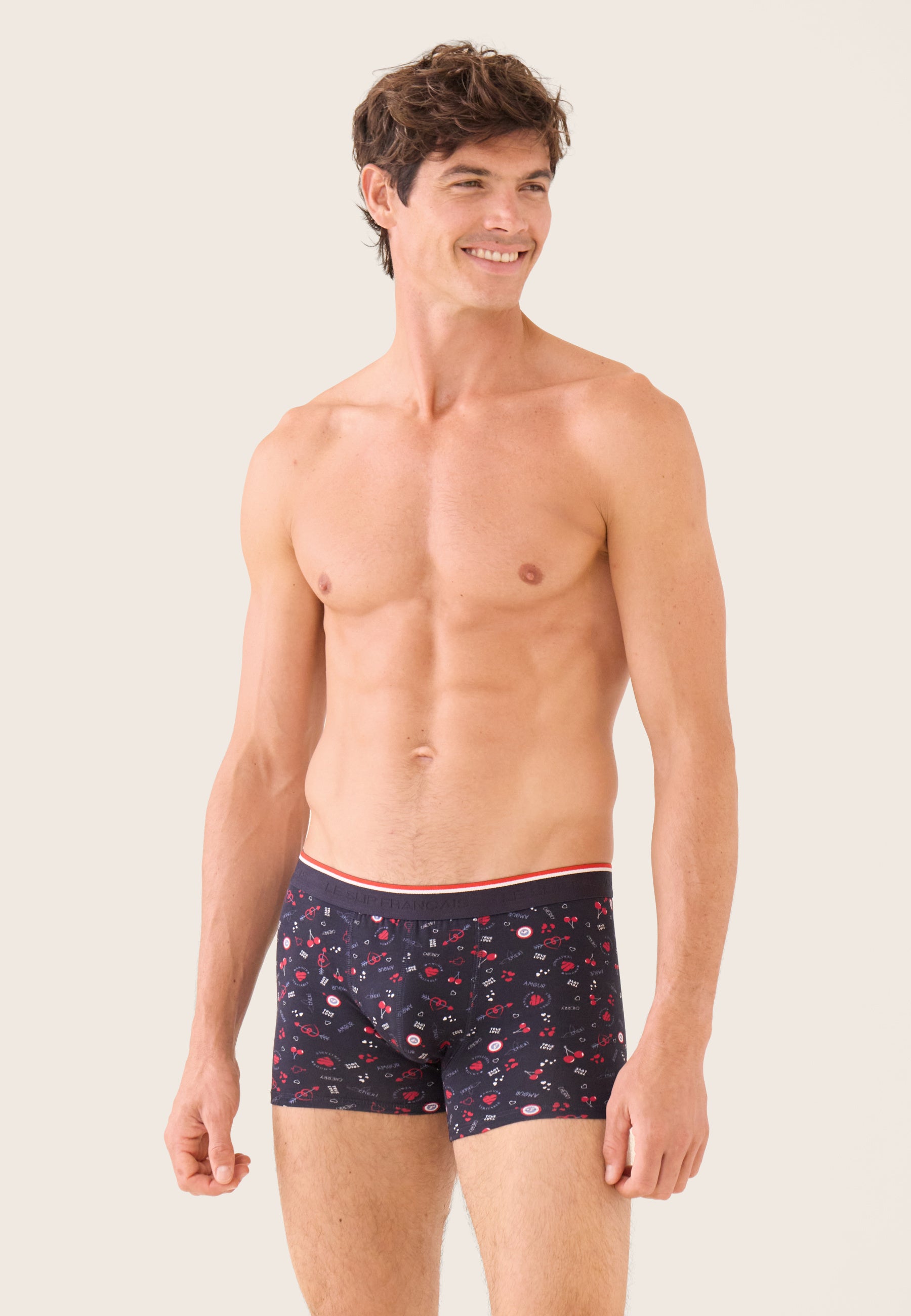 Pack of 3 cotton boxer shorts - Cherry, Navy, and Denim Boxers