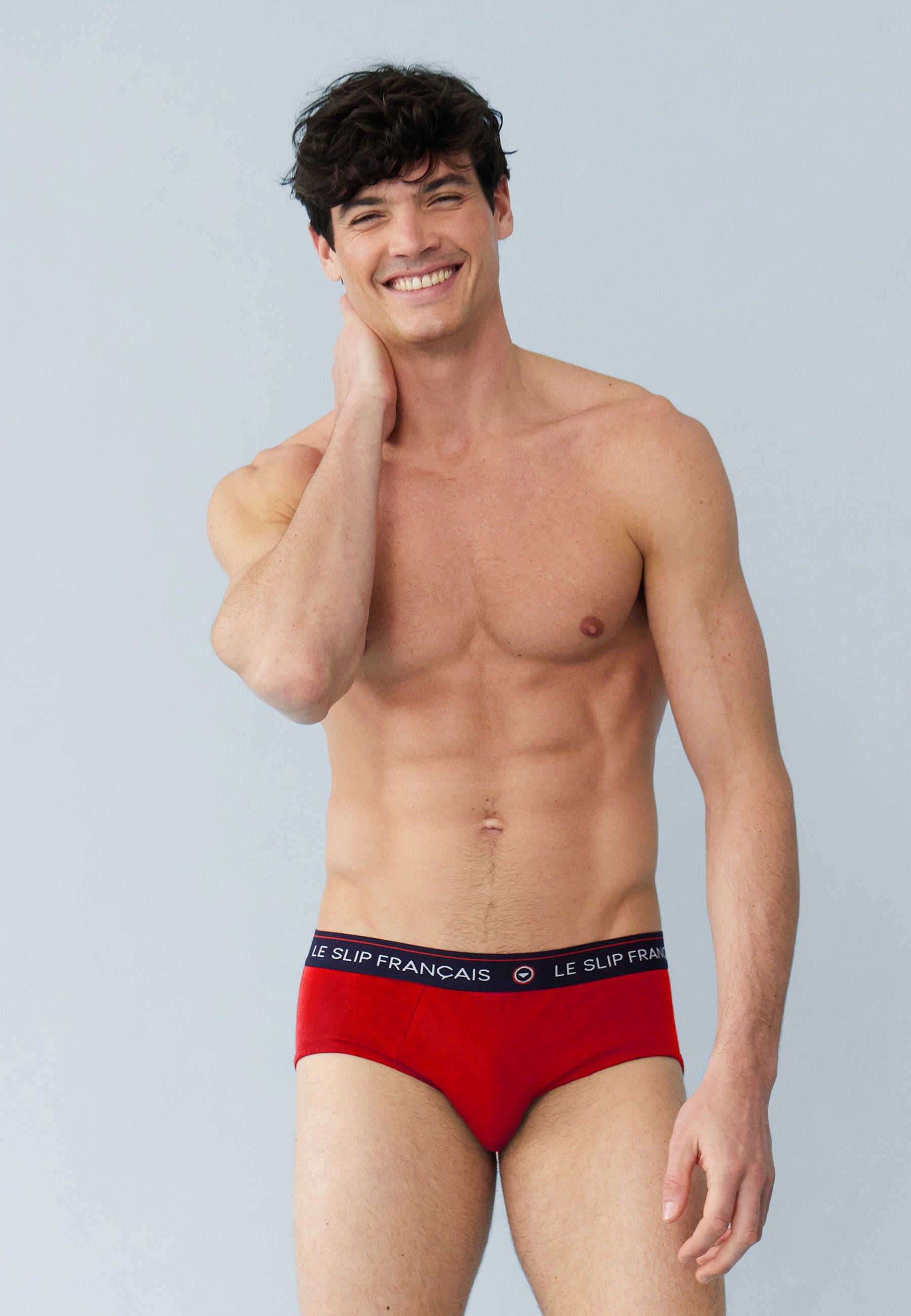 Lot de 2 slips en coton - Slips Bleu Marine Rouge