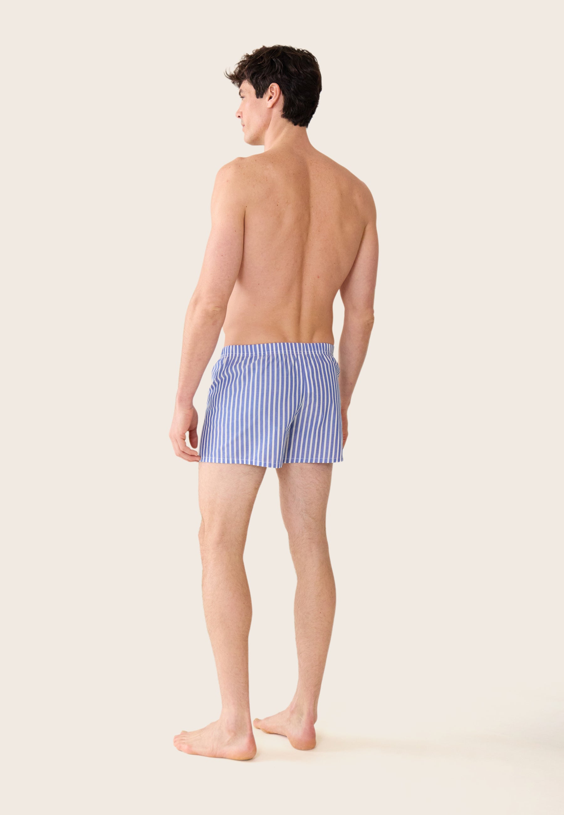 Blue striped cotton boxer shorts - Jacques Sens Nautical Blue