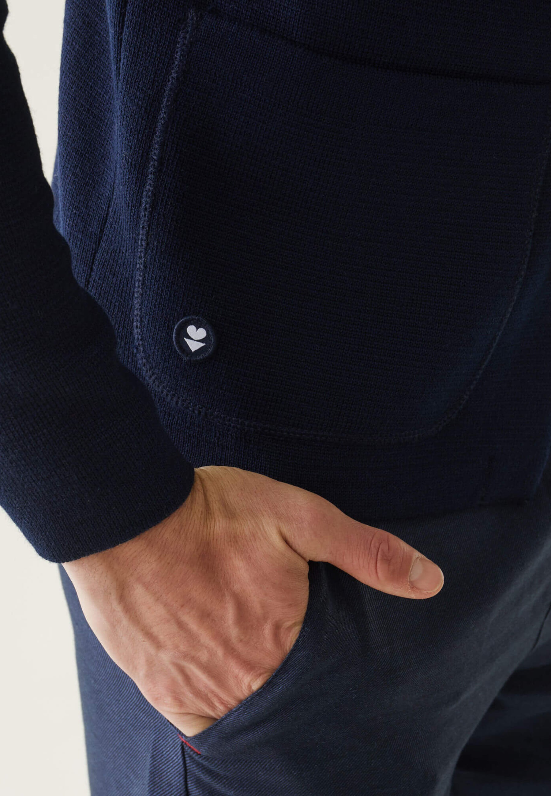 Men's navy blue knitted cardigan - Eloi Marine