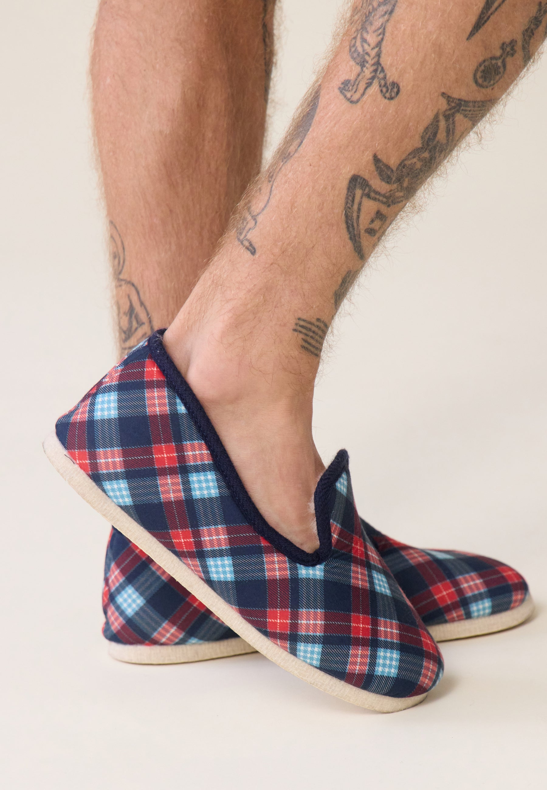 Chaussons d'intérieur en laine - Pantoufles Tartan