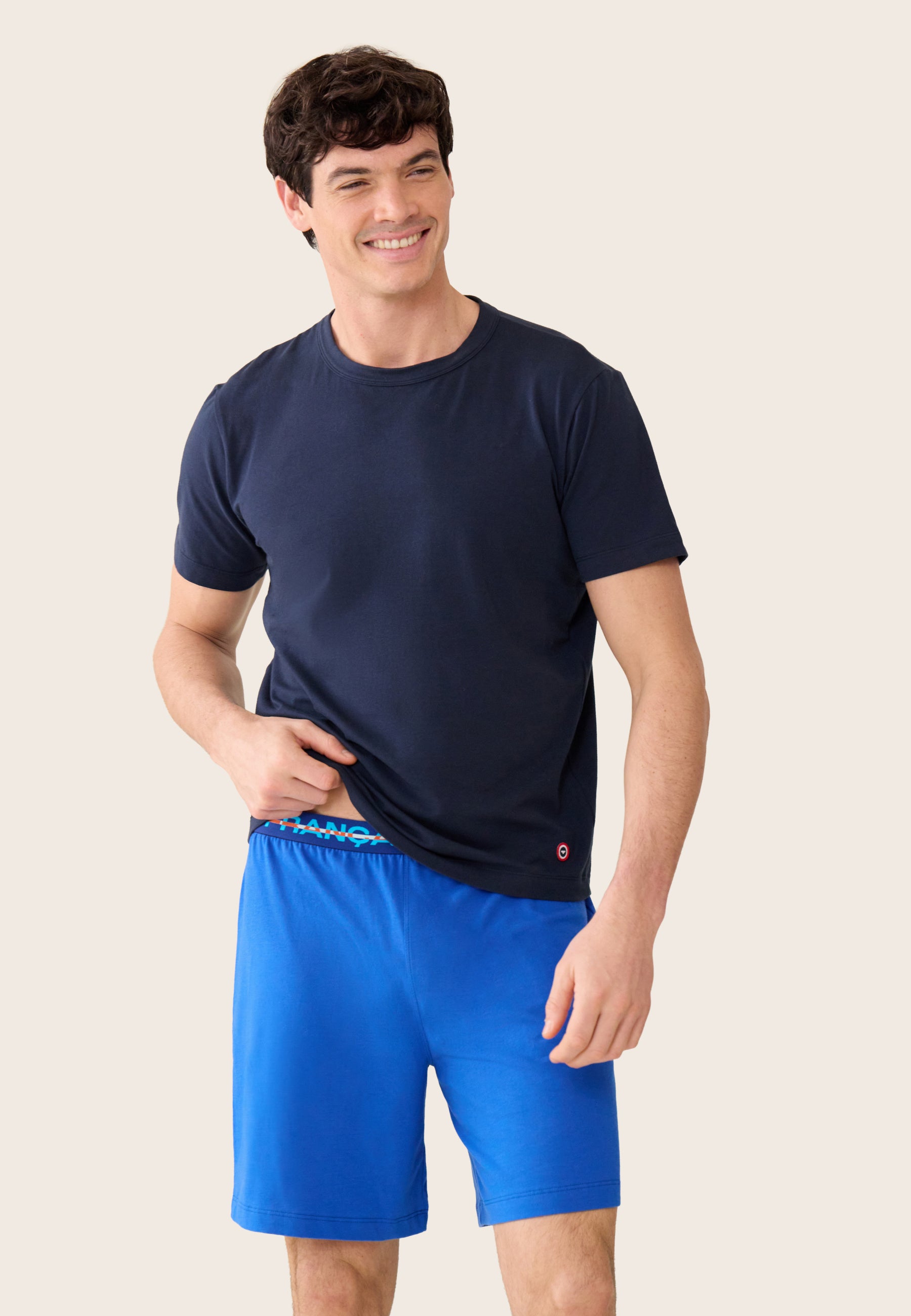 Ensemble pyjama t-shirt et short en coton - Ensemble de pyjama Formidable Marine Invincible Bleu Nautique