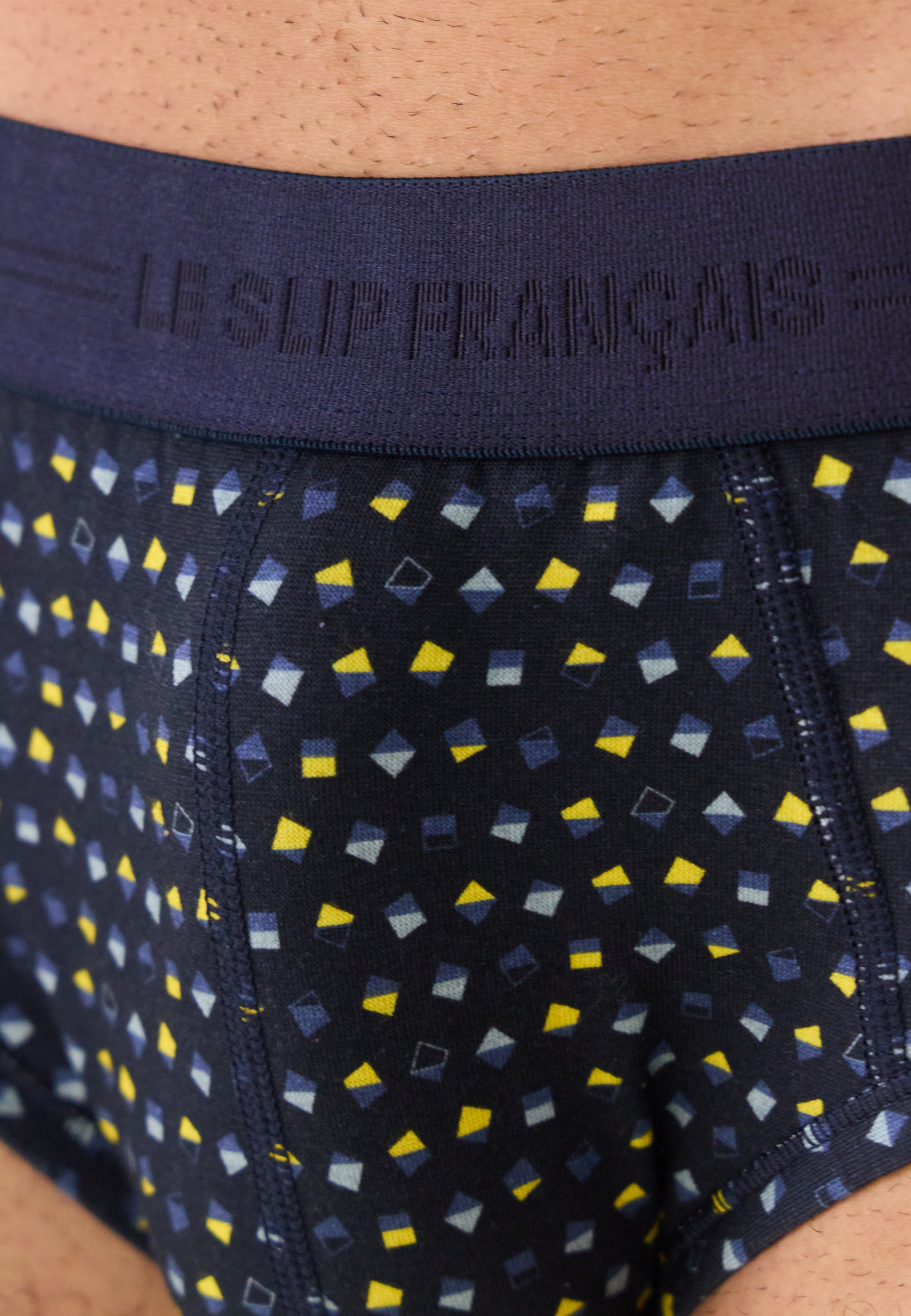 Slip en coton - Terrible Petits Carrés Marine Cire