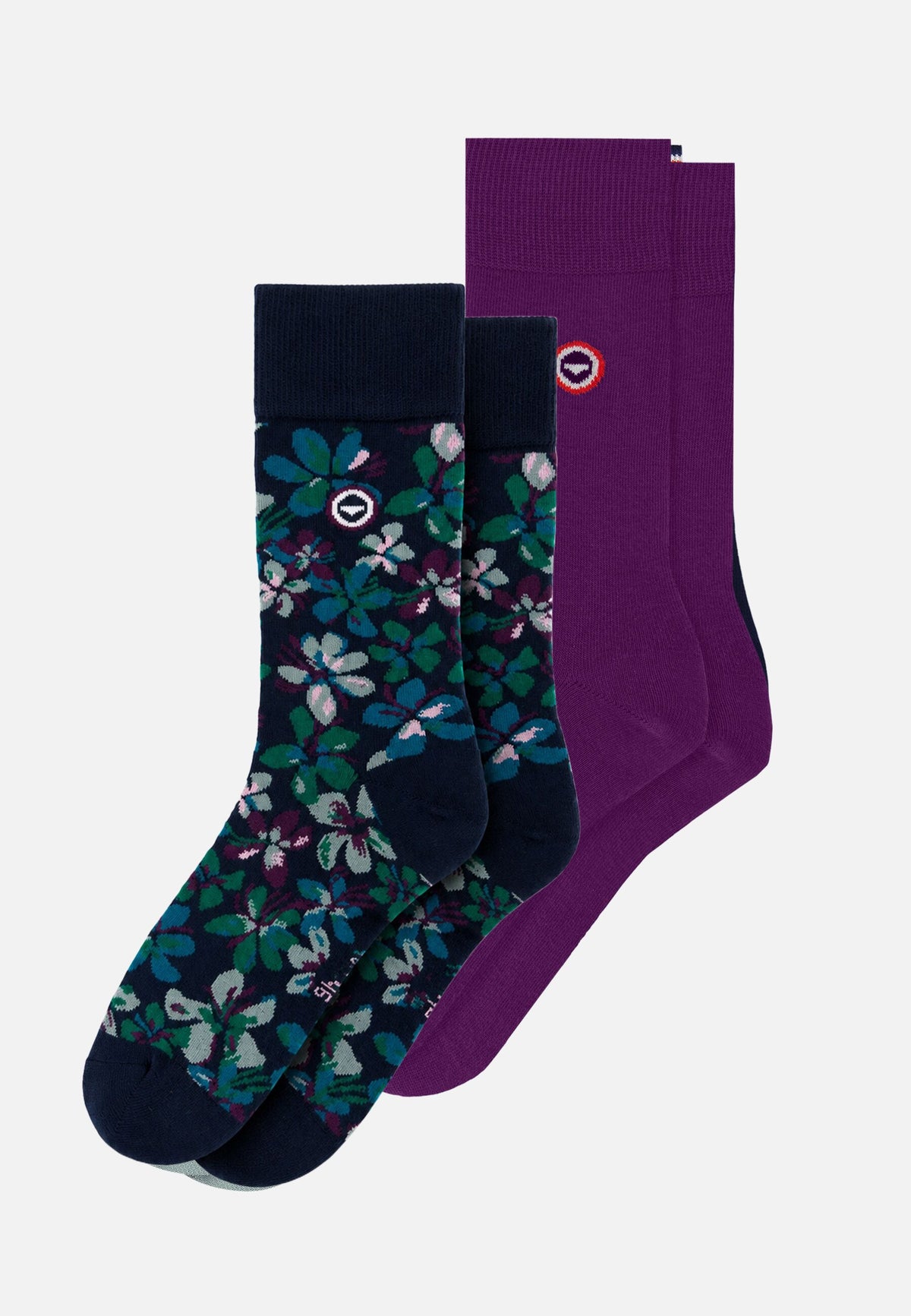 Lot de 2 chaussettes mi-hautes en coton - Chaussettes Bloom Violet