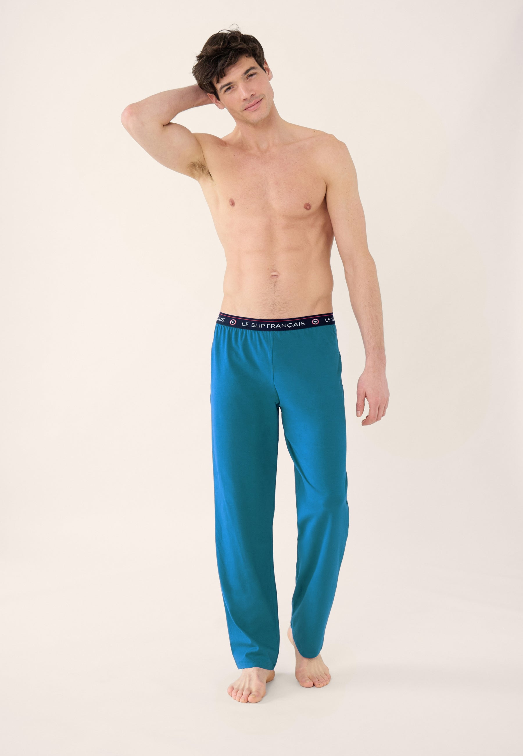 Men's long cotton topaz pajama bottoms - Indomitable Topaz