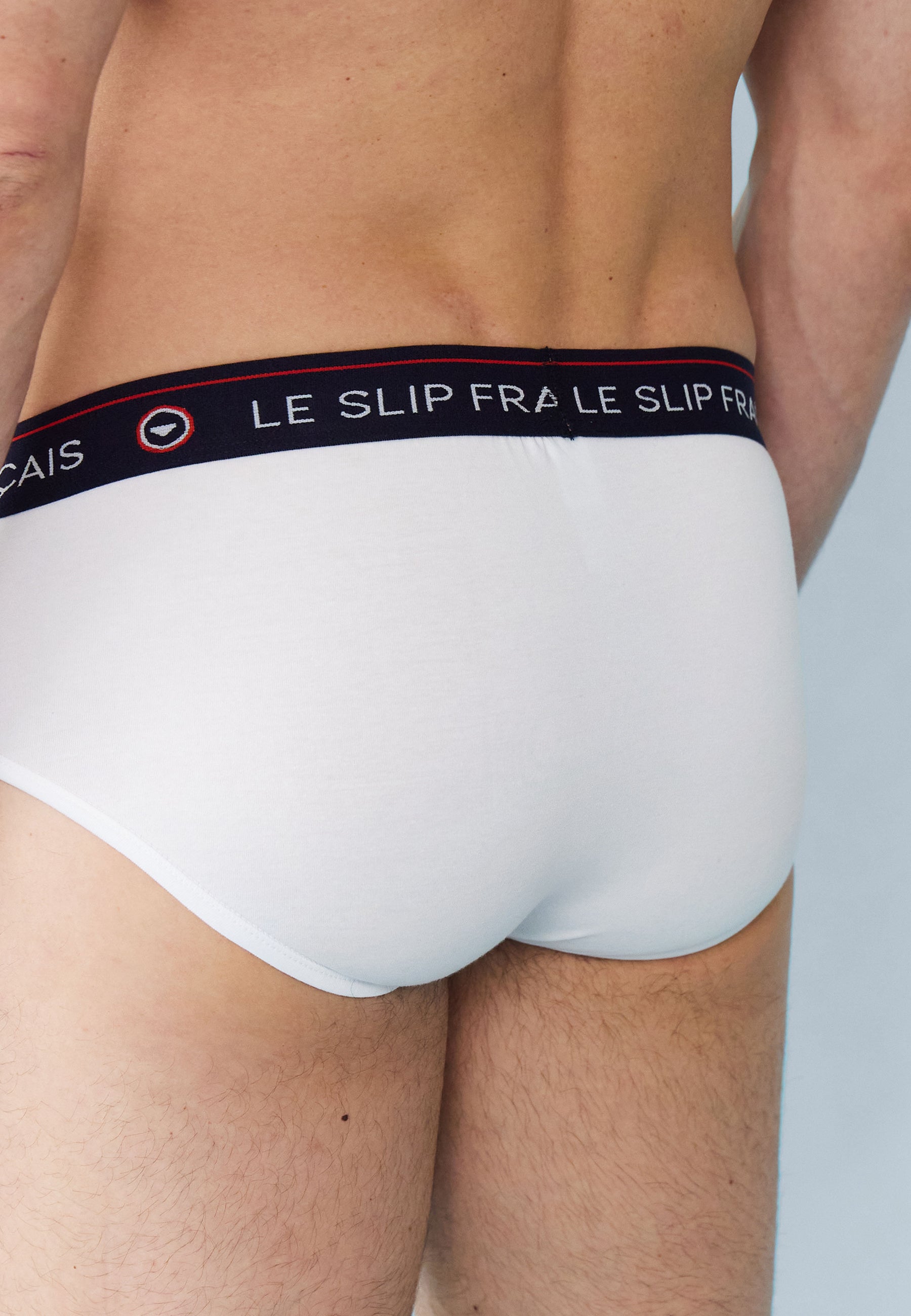 White cotton briefs - Intrepid White Embroidered Yule Log