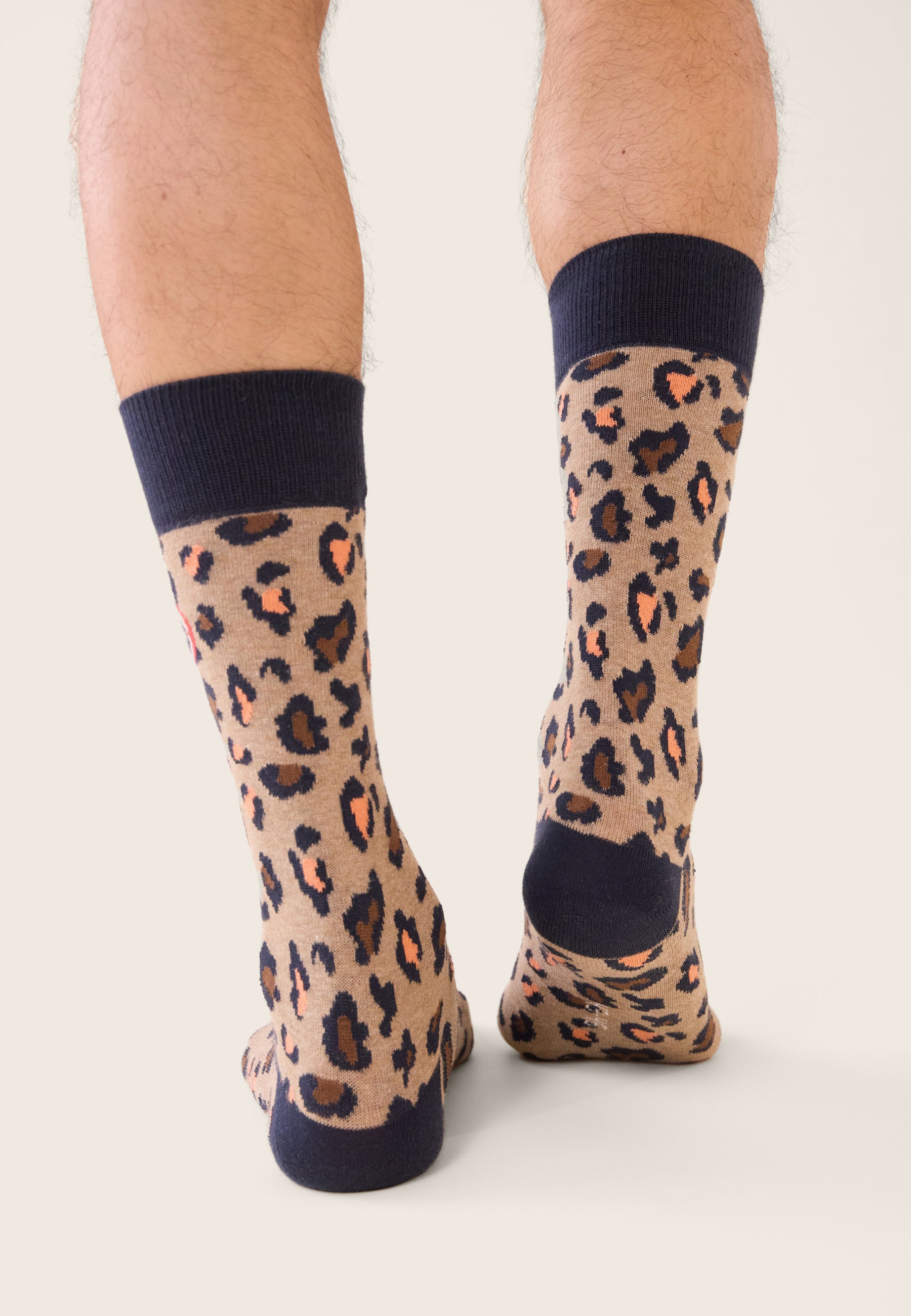 Lot de 3 chaussettes mi-hautes en coton - Chaussettes Léopard Marine Orange Corail Marine