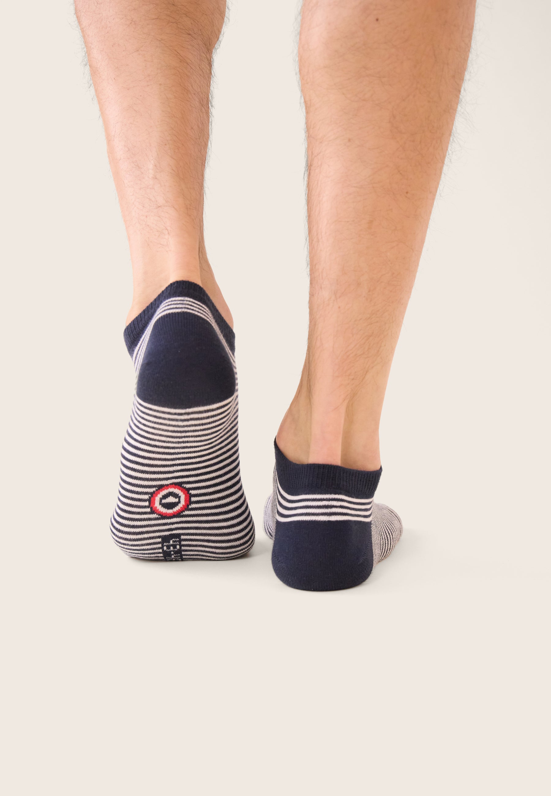 Lot de 2 chaussettes basses en coton - Chaussettes Basses Marine Marinière Marine