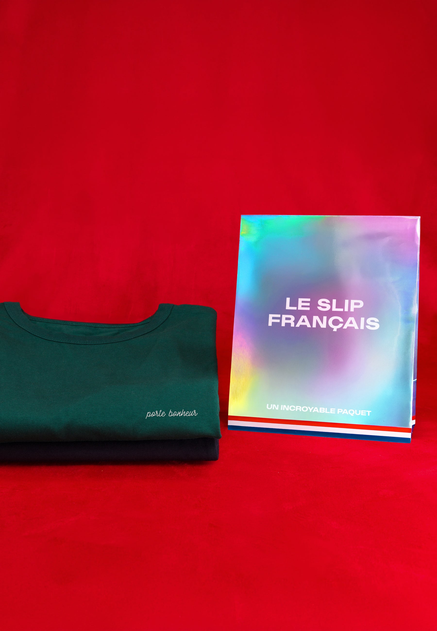 Ensemble pyjama haut vert sapin et pantalon marine en coton - Pyjama haut manches longues superbe Vert Sapin brodé Porte Bonheur et bas de pyjama long indomptable Marine