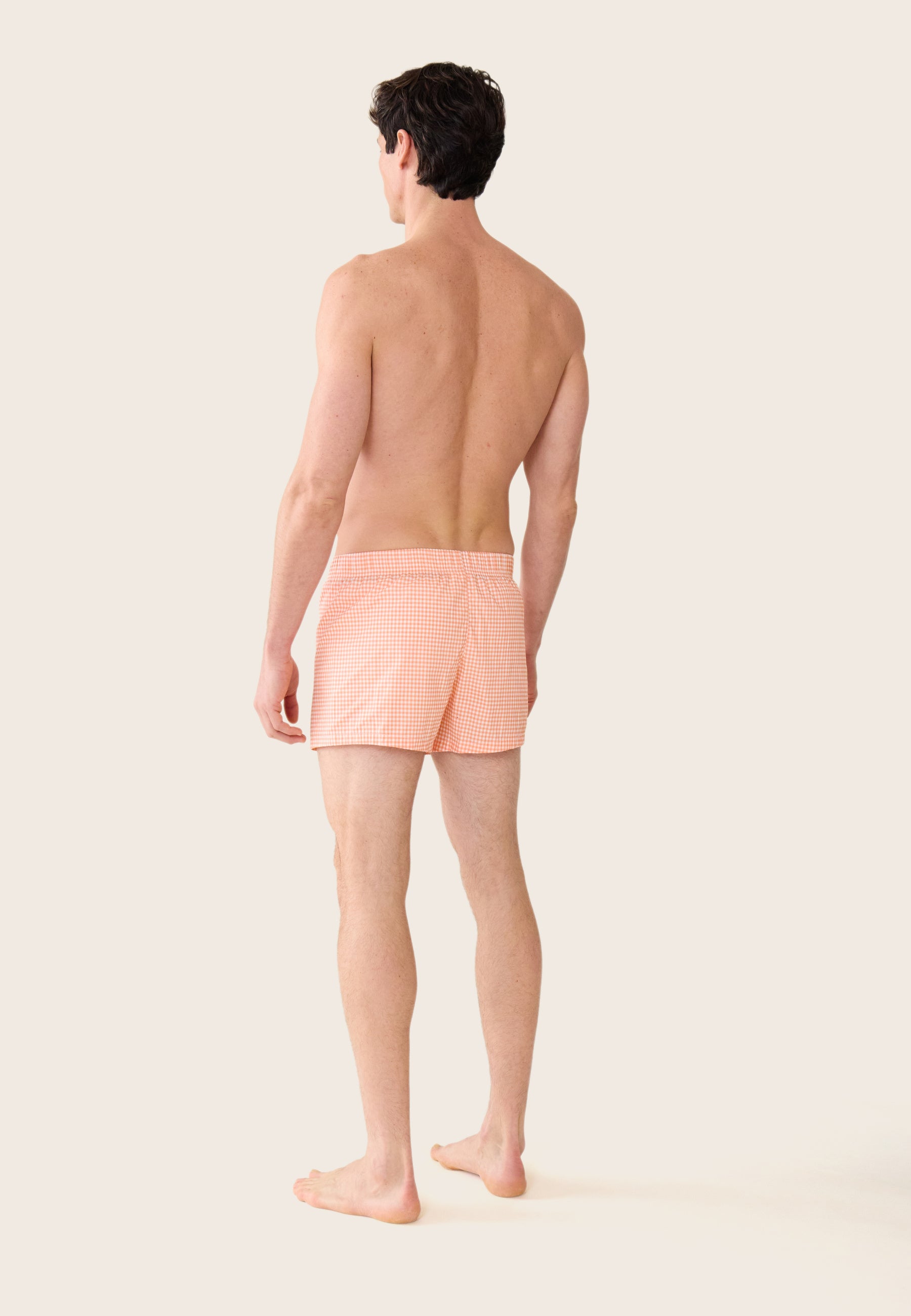 Orange checkered cotton boxer shorts - Jacques Vichy Orange Coral