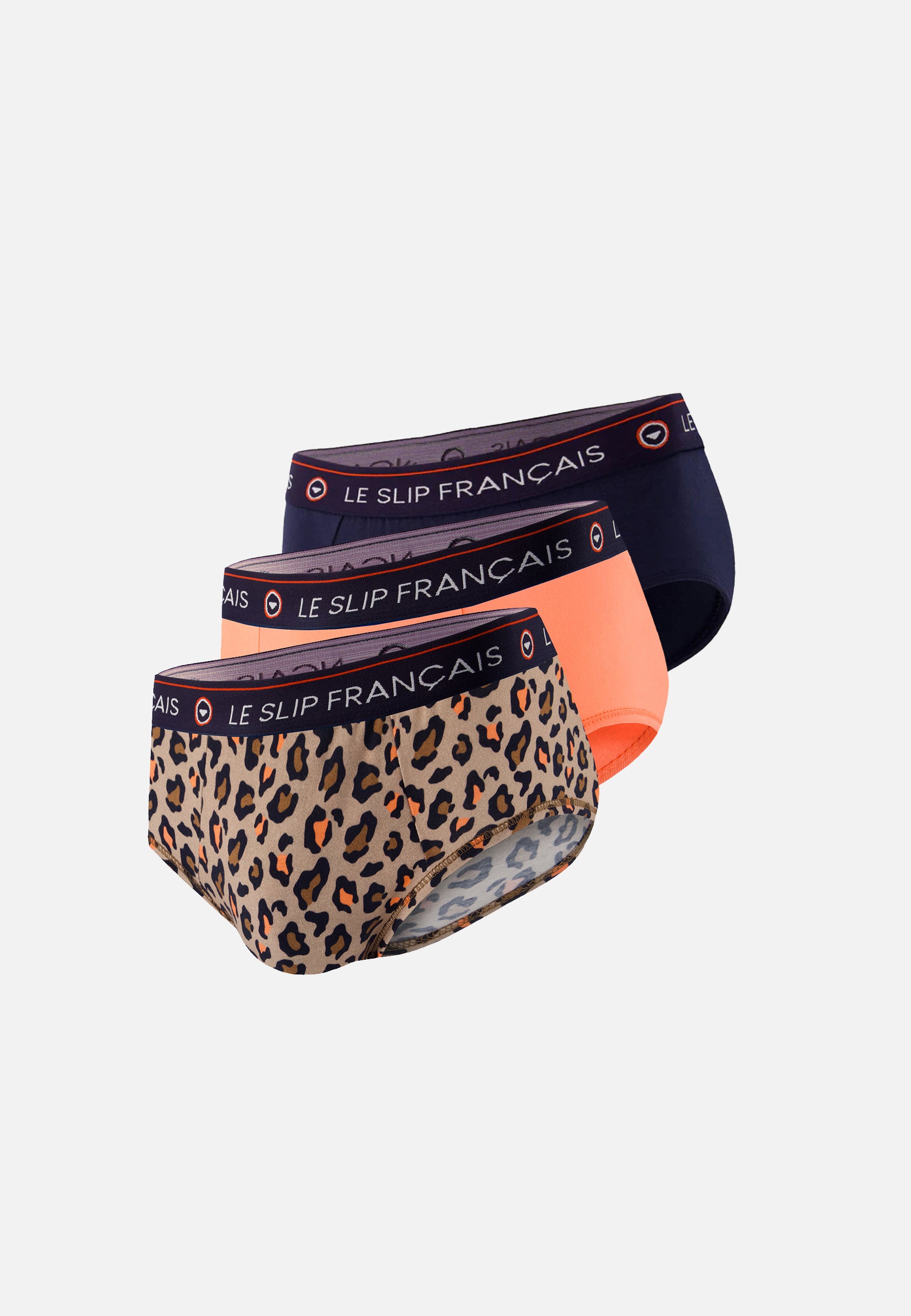 Pack of 3 cotton briefs - Intrepid Briefs Peach Pink Leopard Navy
