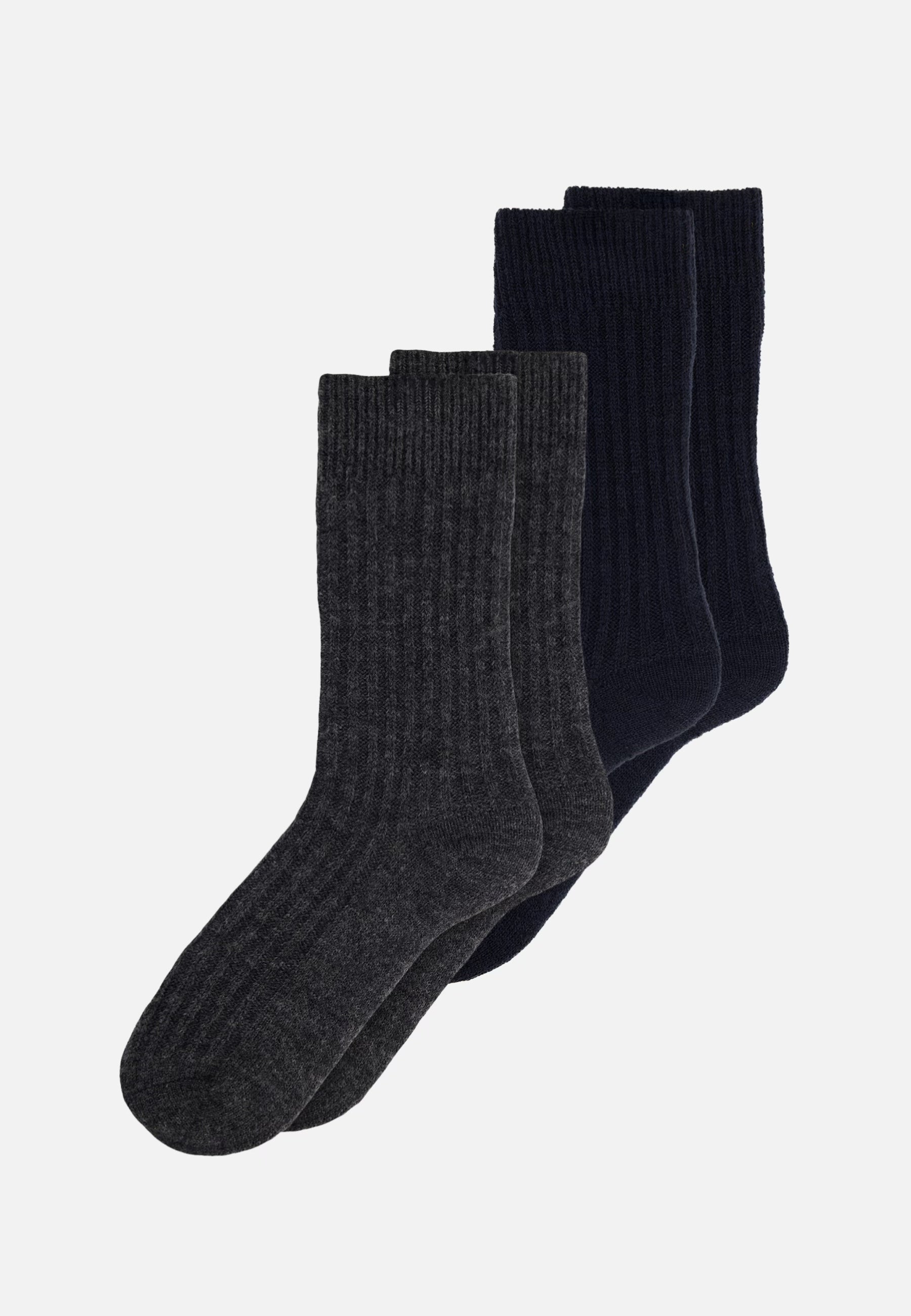 Lot de 2 chaussettes mi-hautes bleu marine et gris en mohair - Chaussettes Bleu Marine Gris