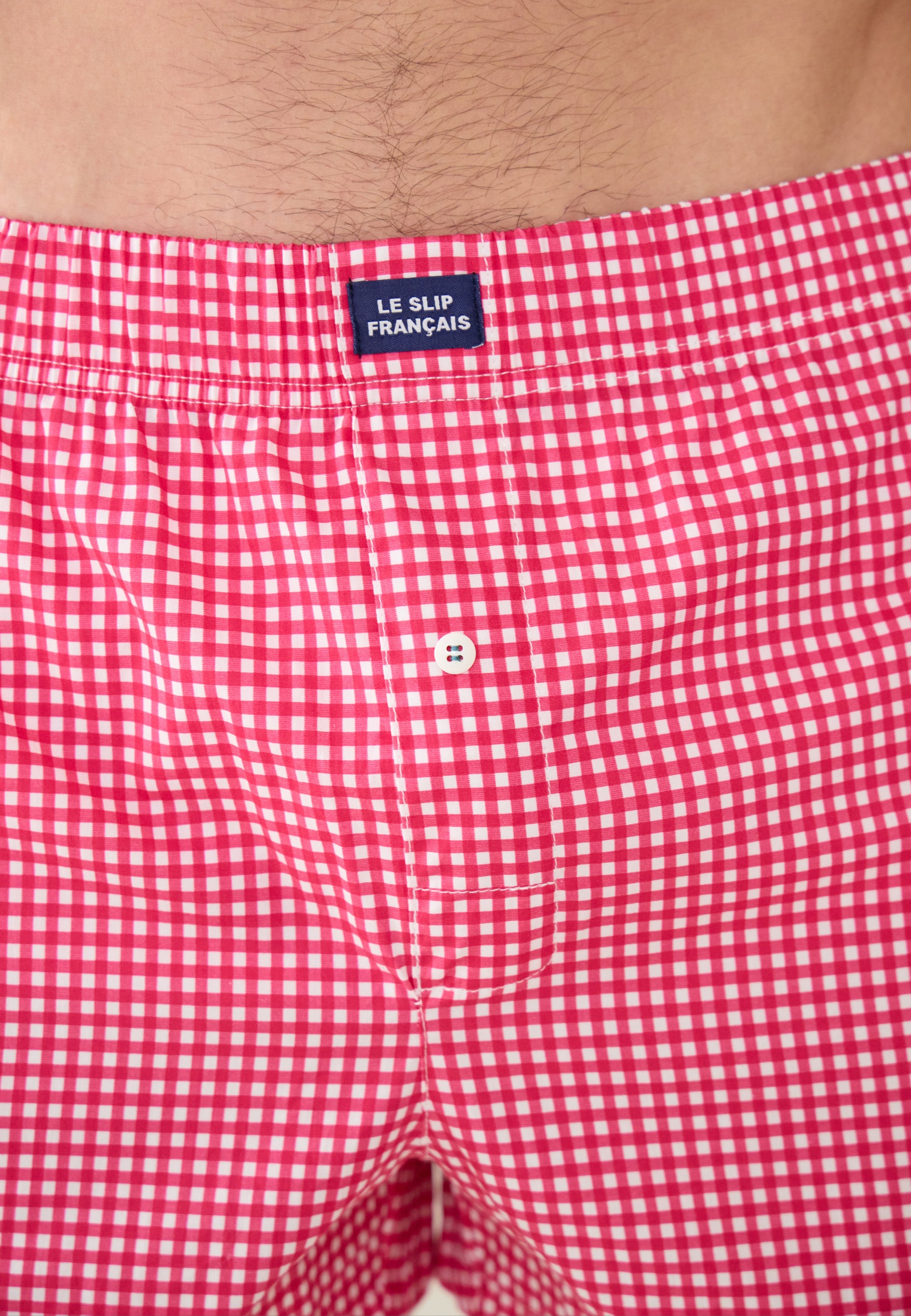 Caleçon à carreaux rose en coton - Jacques Vichy Rose Cerise