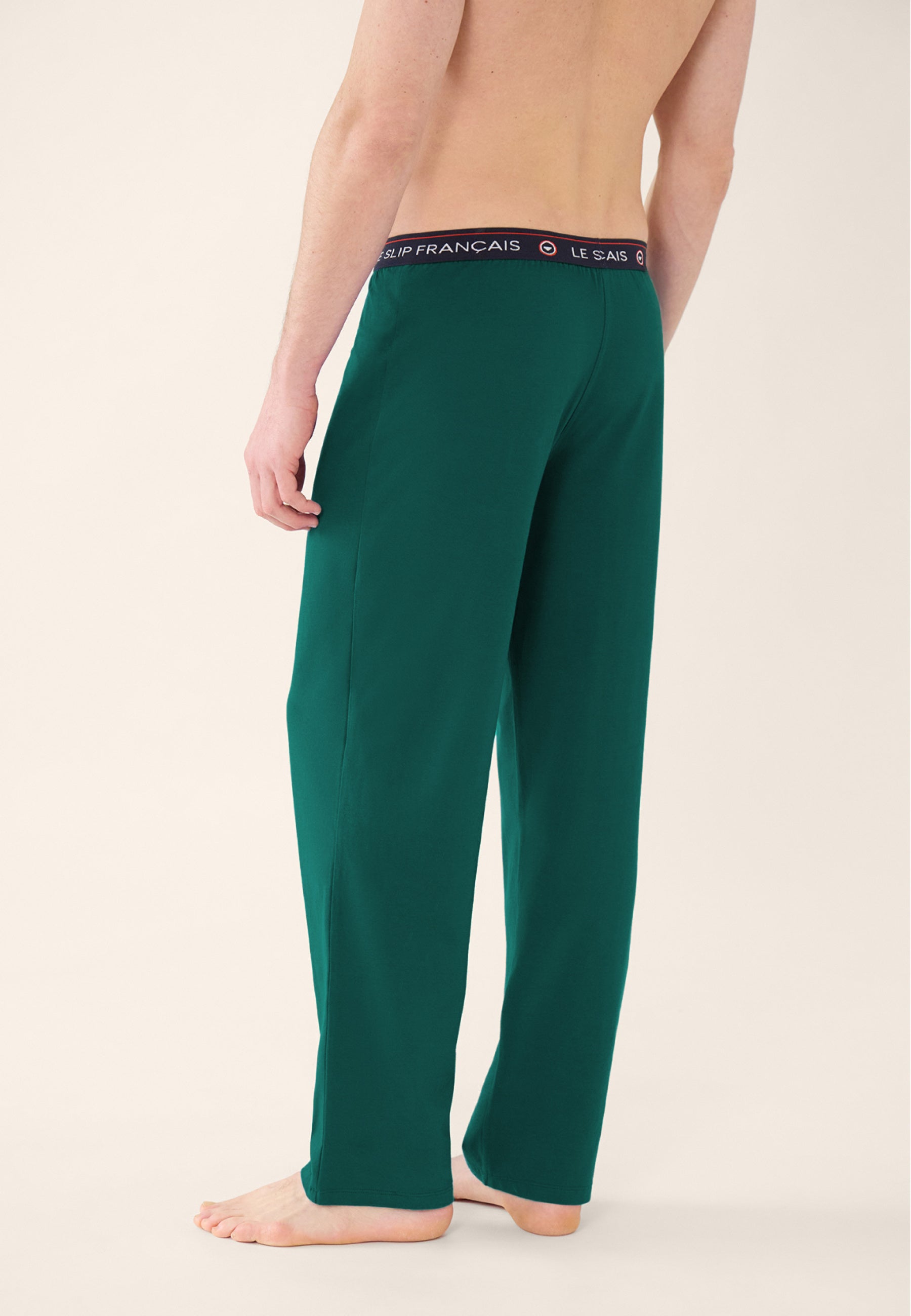 Men's long fir green cotton pajama bottoms - Indomitable Fir Green