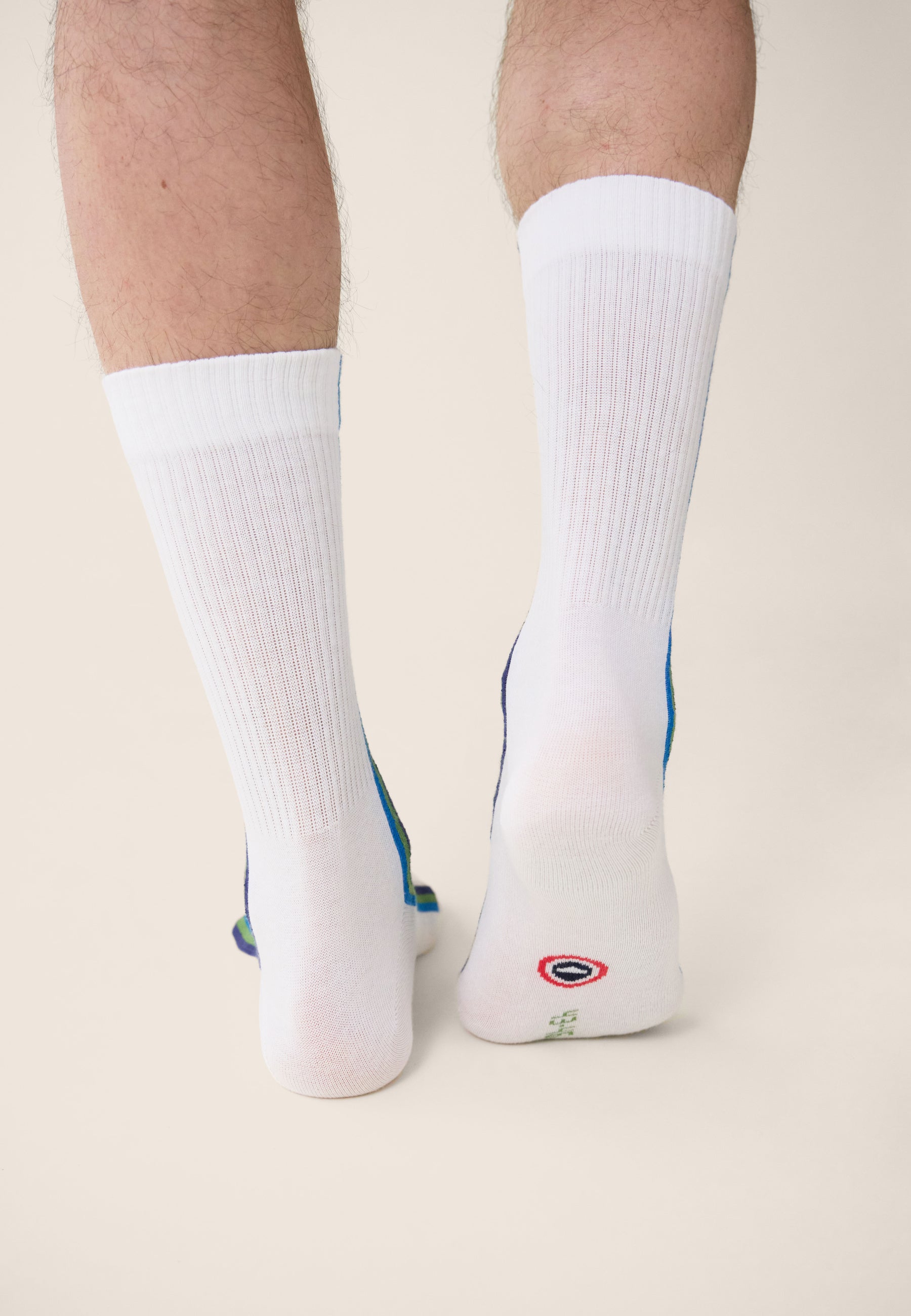 Chaussettes de sport mi-hautes rayées turquoise, vert menthe et indigo - Wilfried Rayures Bleu Turquoise Mint Green Indigo