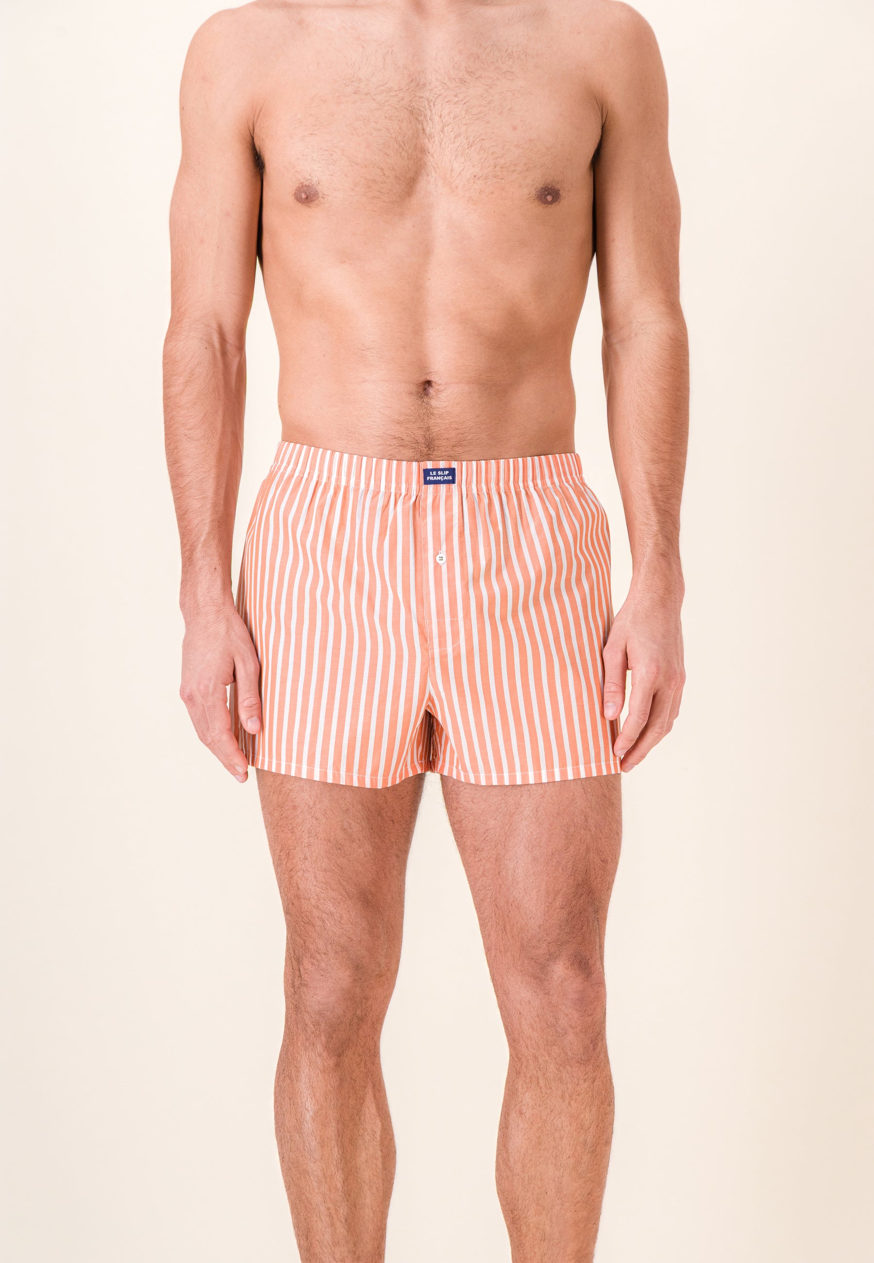 Orange striped cotton boxer shorts - Jacques Sens Pure Orange