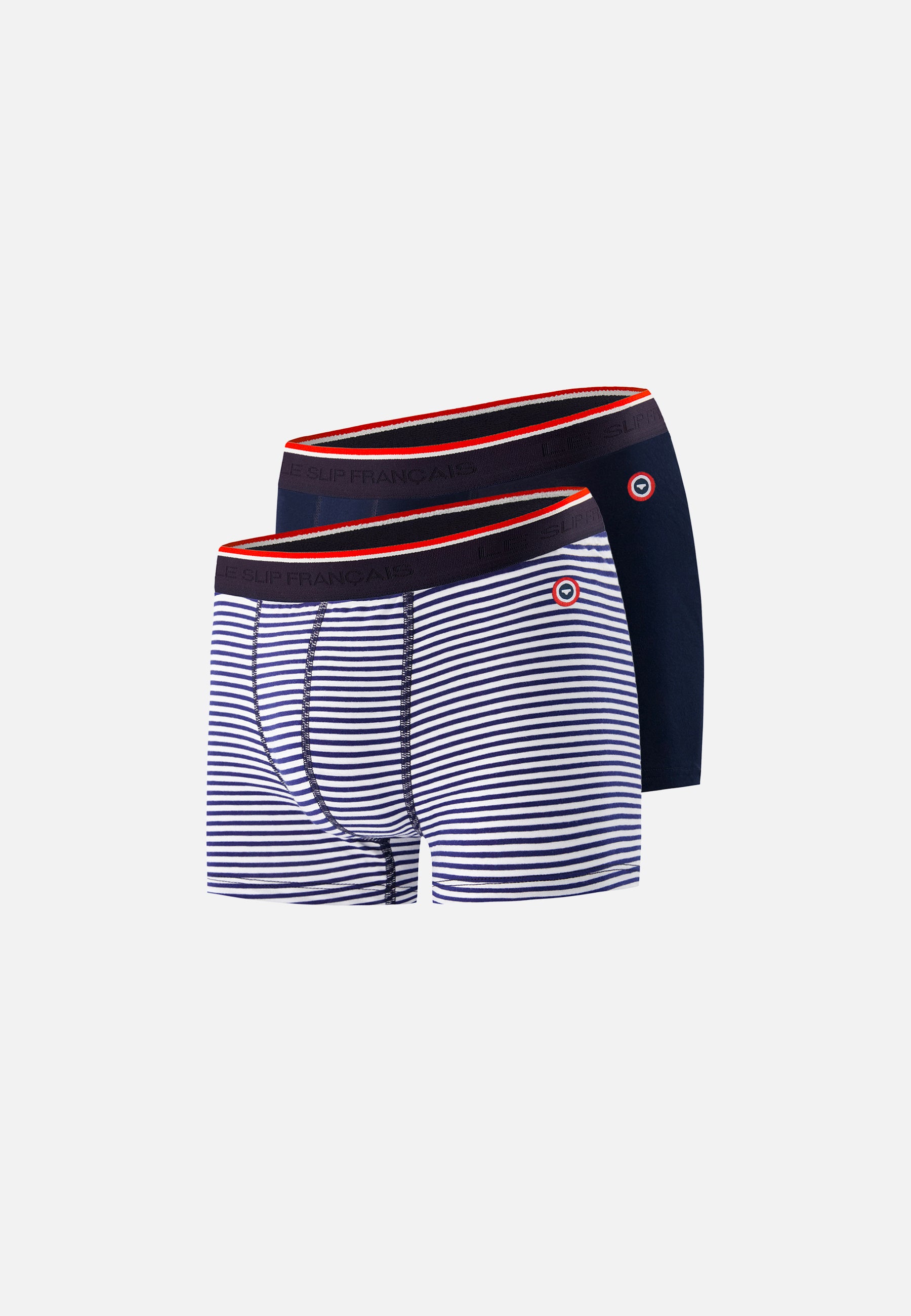 Pack of 2 cotton boxers - Navy Blue and Striped Boxers