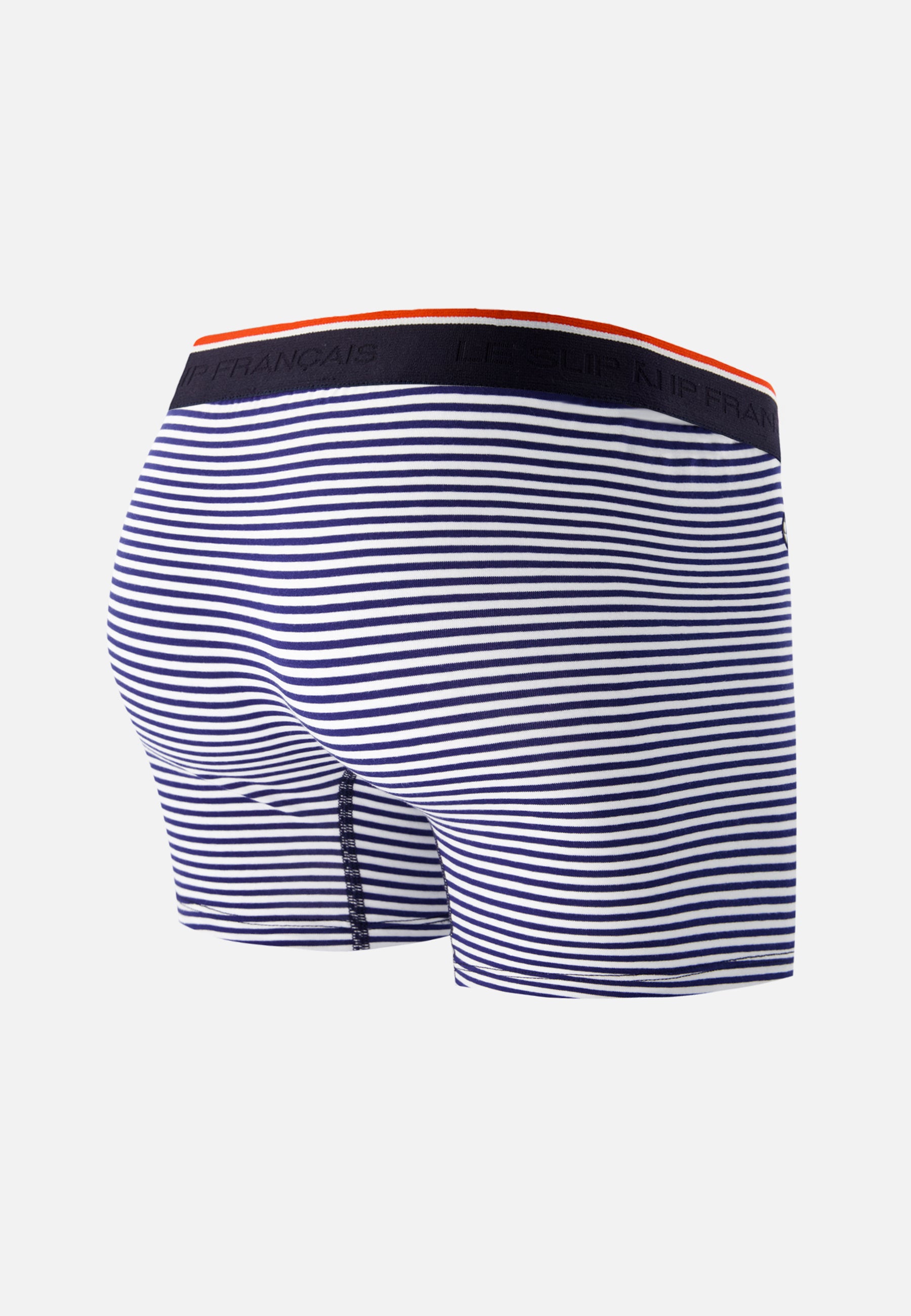 Blue cotton long striped boxer shorts - Michel Mariniere Bleu