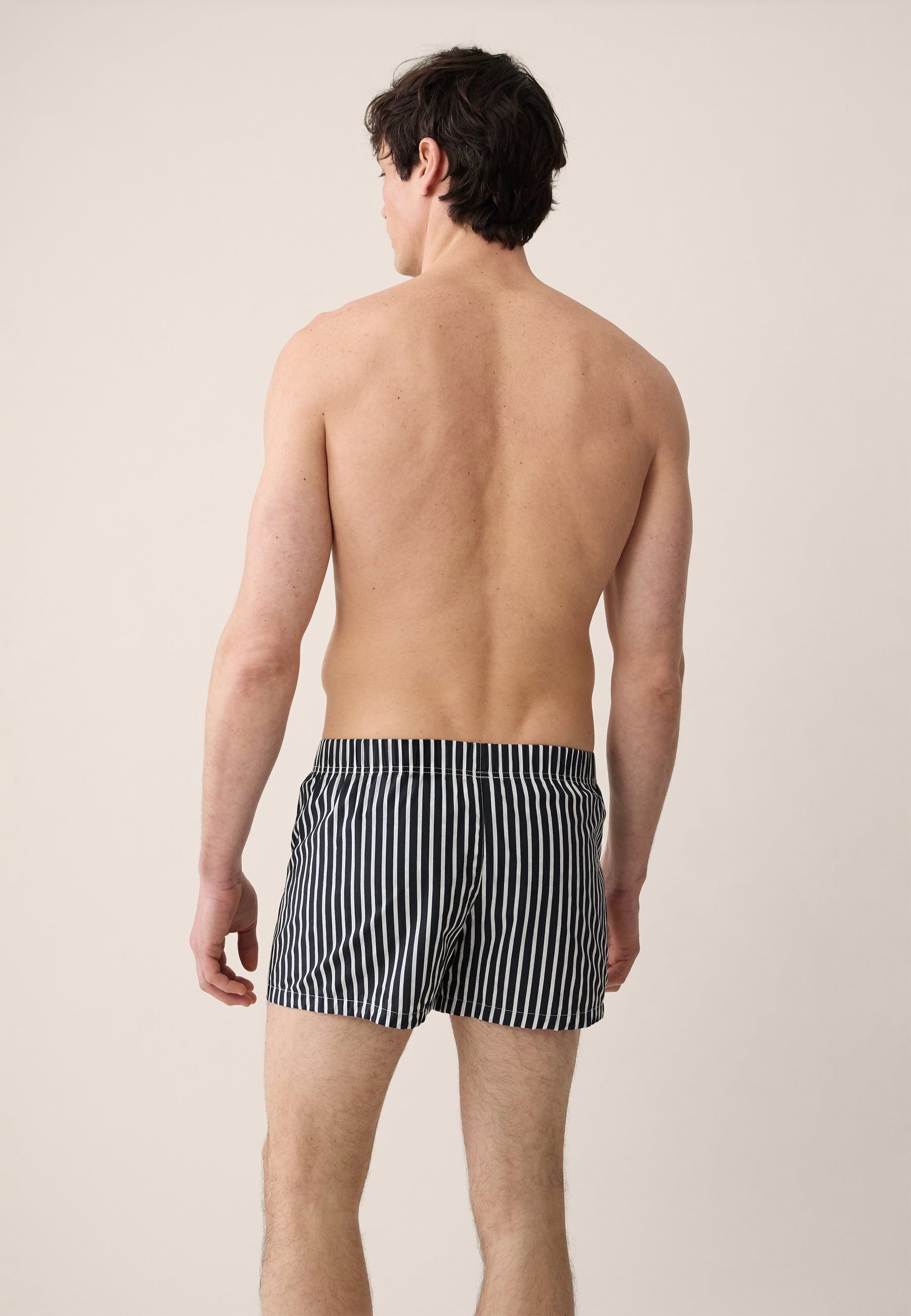Black striped cotton boxer shorts - Jacques Rayures Noir