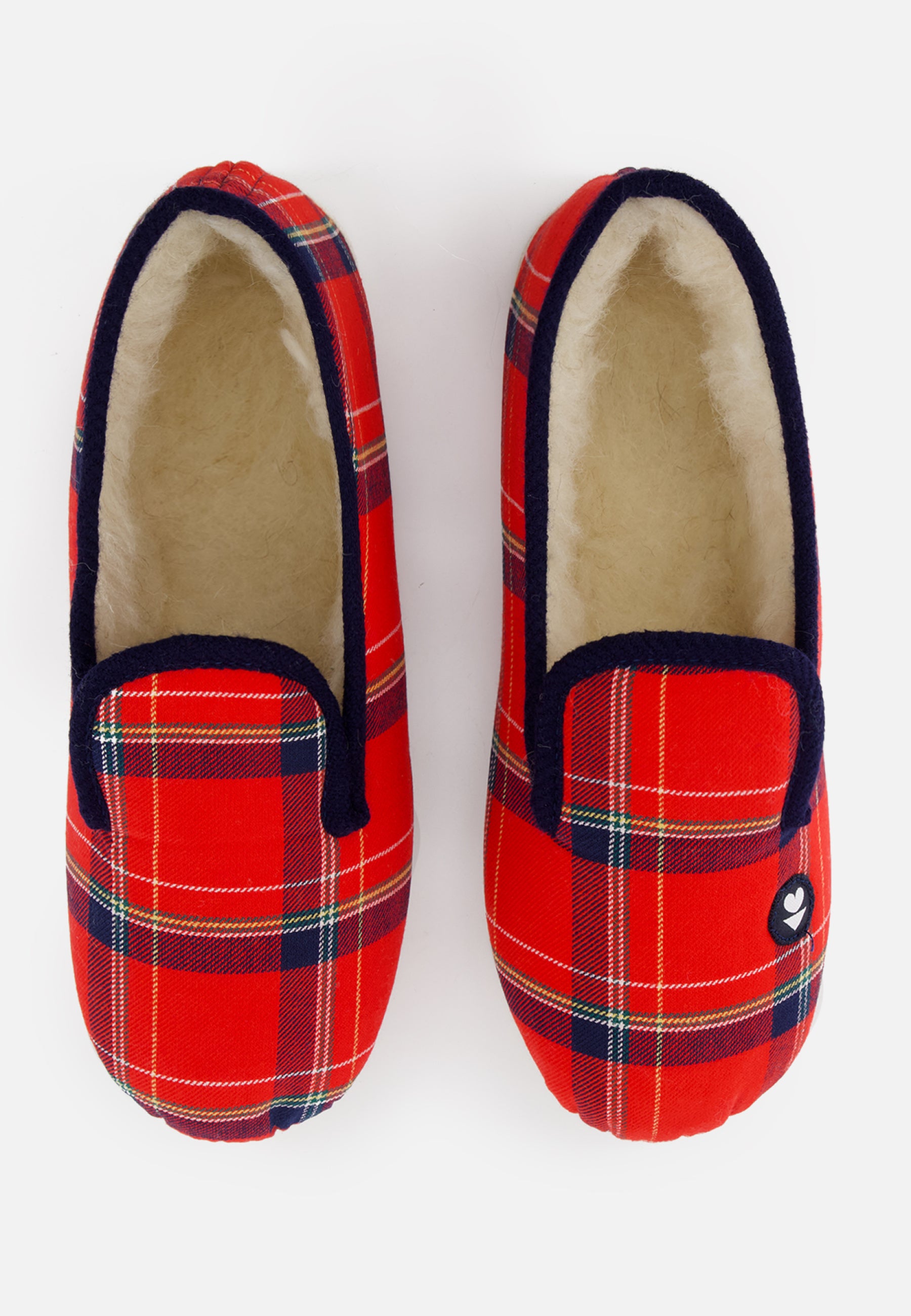 Chaussons d'intérieur en laine - Pantoufles Carreaux Rouge