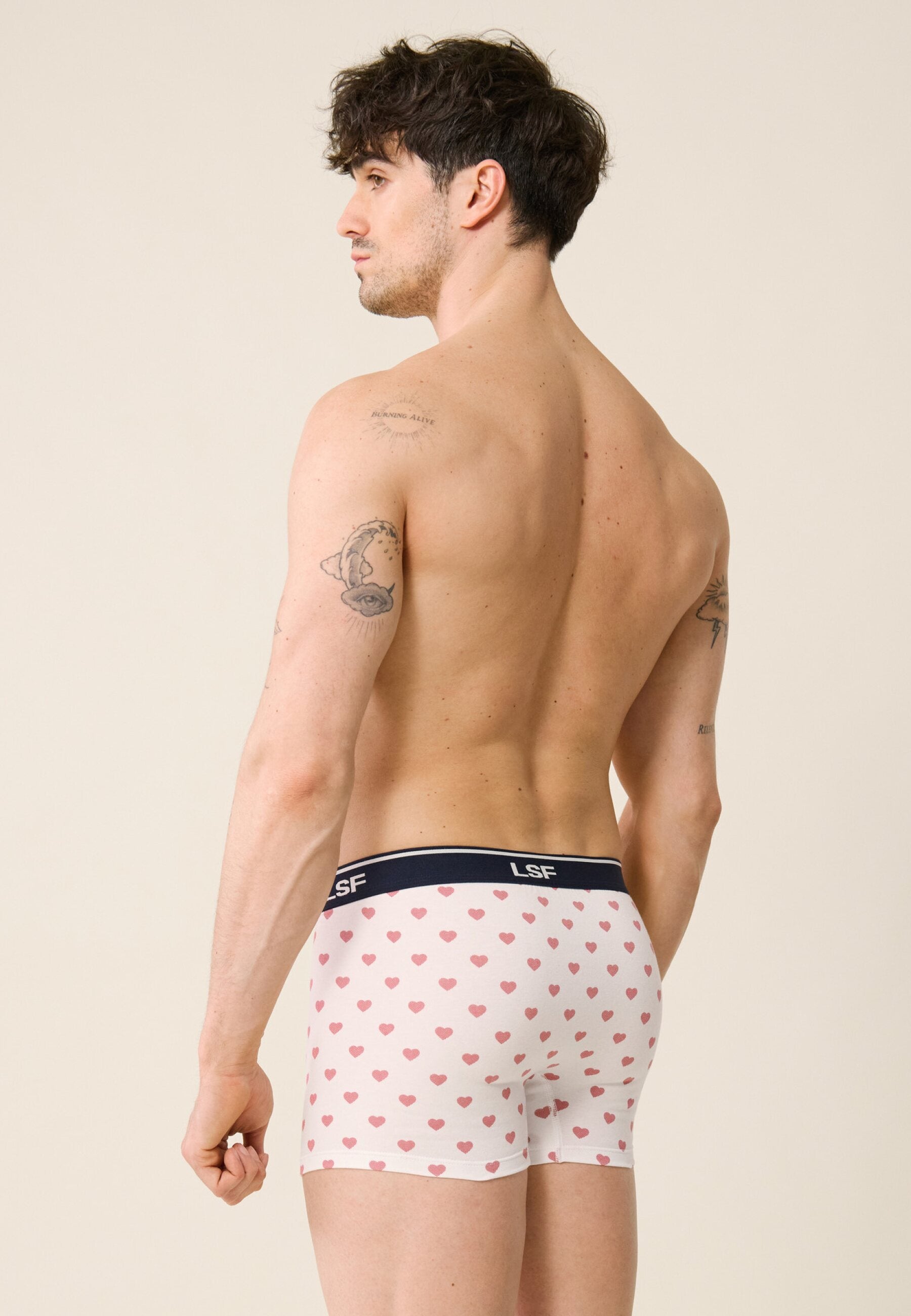 Lot de 3 boxers en coton - Boxers Petit Coeur Rouge Cerise Marine Rouge Cerise
