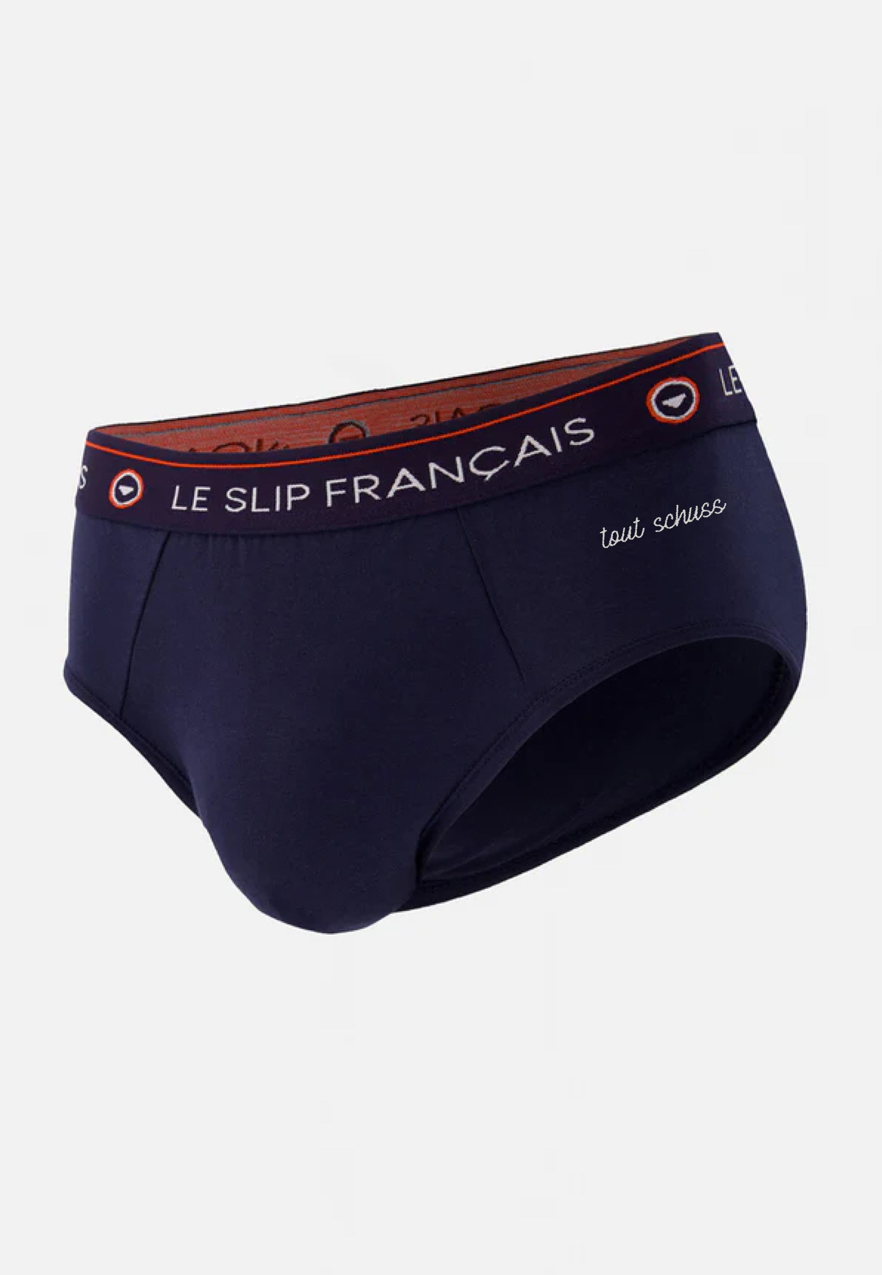 Slip bleu marine en coton - Intrépide Marine brodé tout schuss