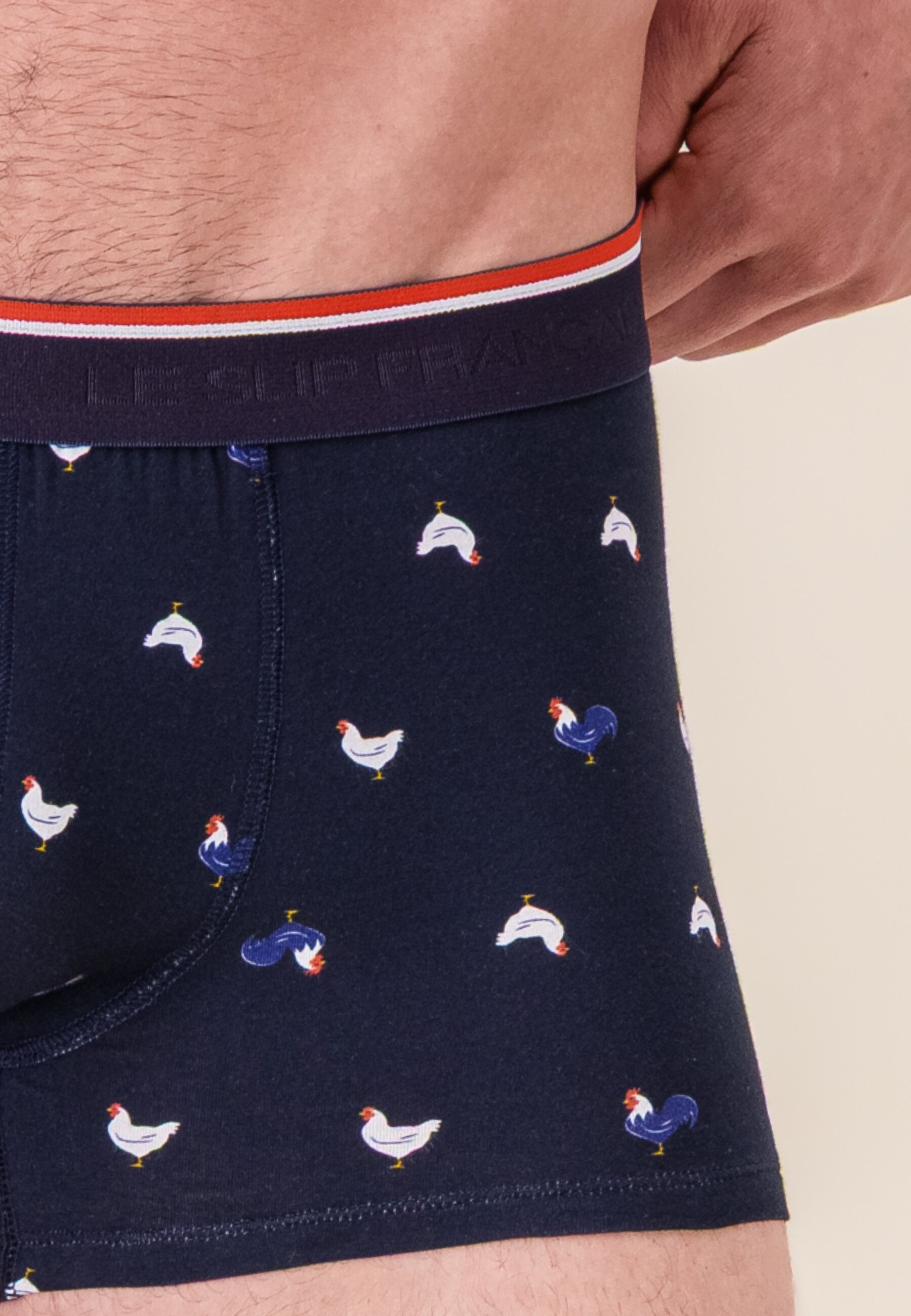 Boxer à motif coq marine en coton - Marius Coq Marine