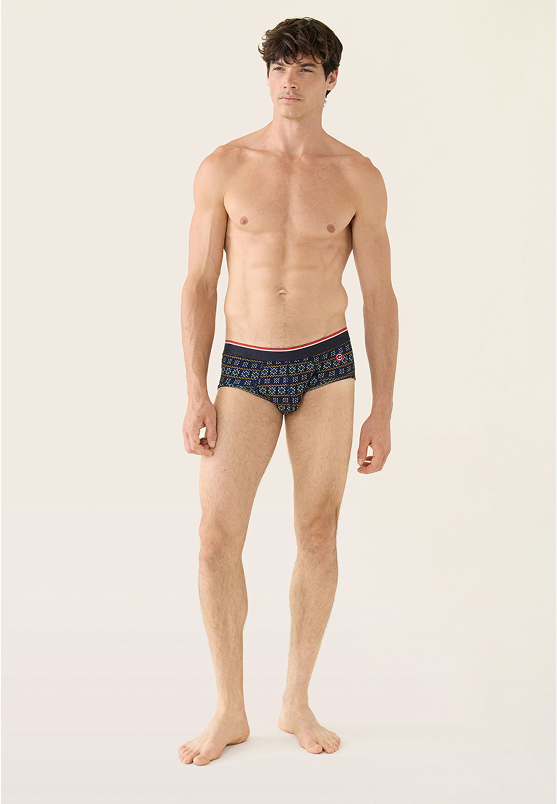 Fir green snowflake print cotton briefs - Terrible Fir Green Snowflake