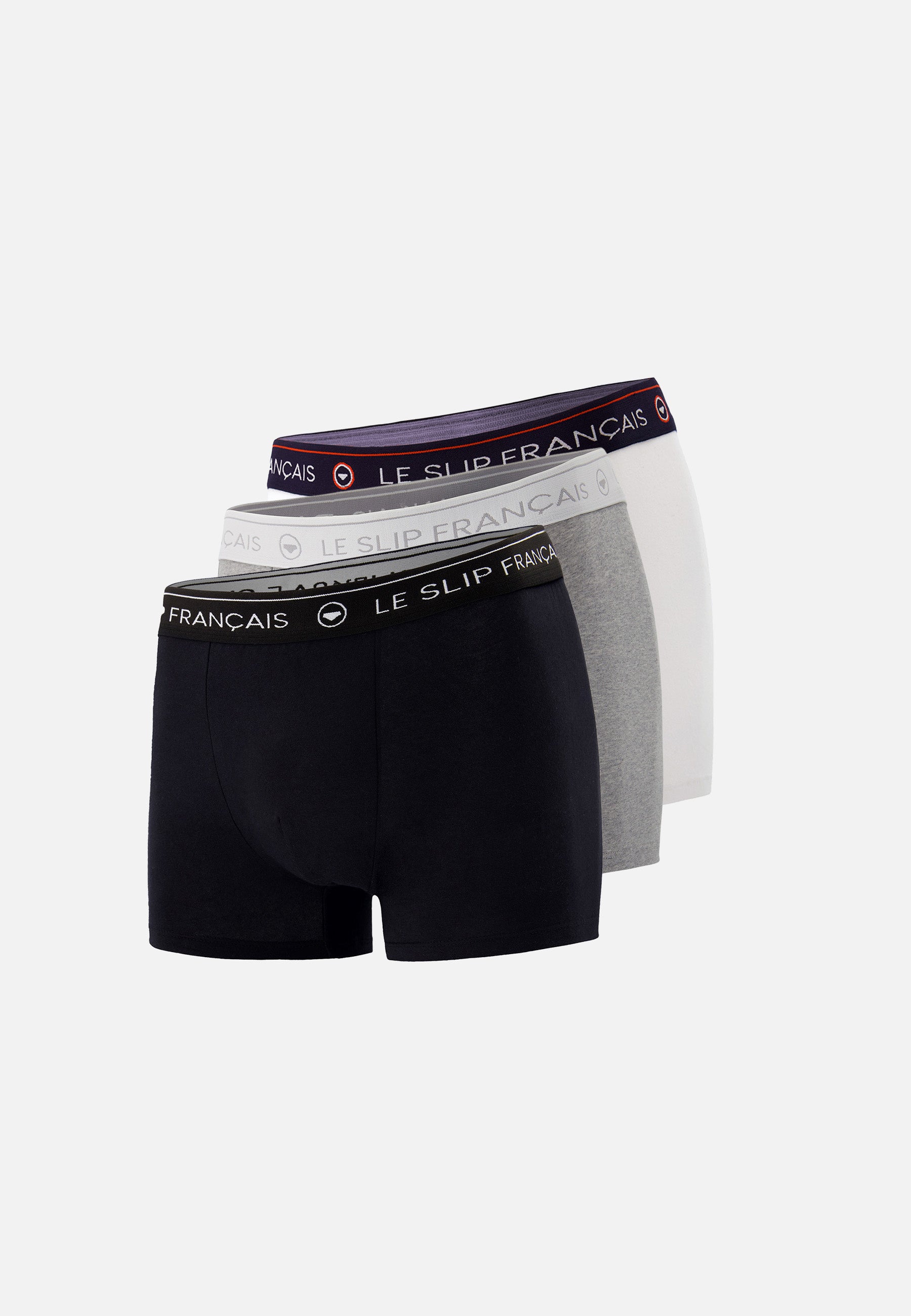 Lot de 3 boxers en coton - Boxers Noir Blanc Gris