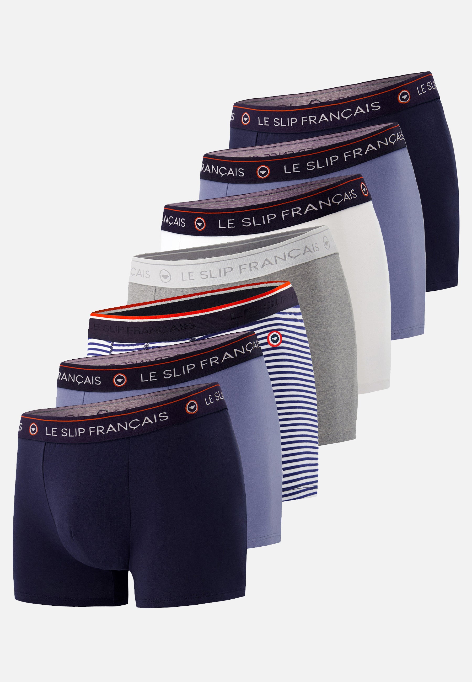 Lot de 7 boxers en coton - Boxers 7 nuances de bleu