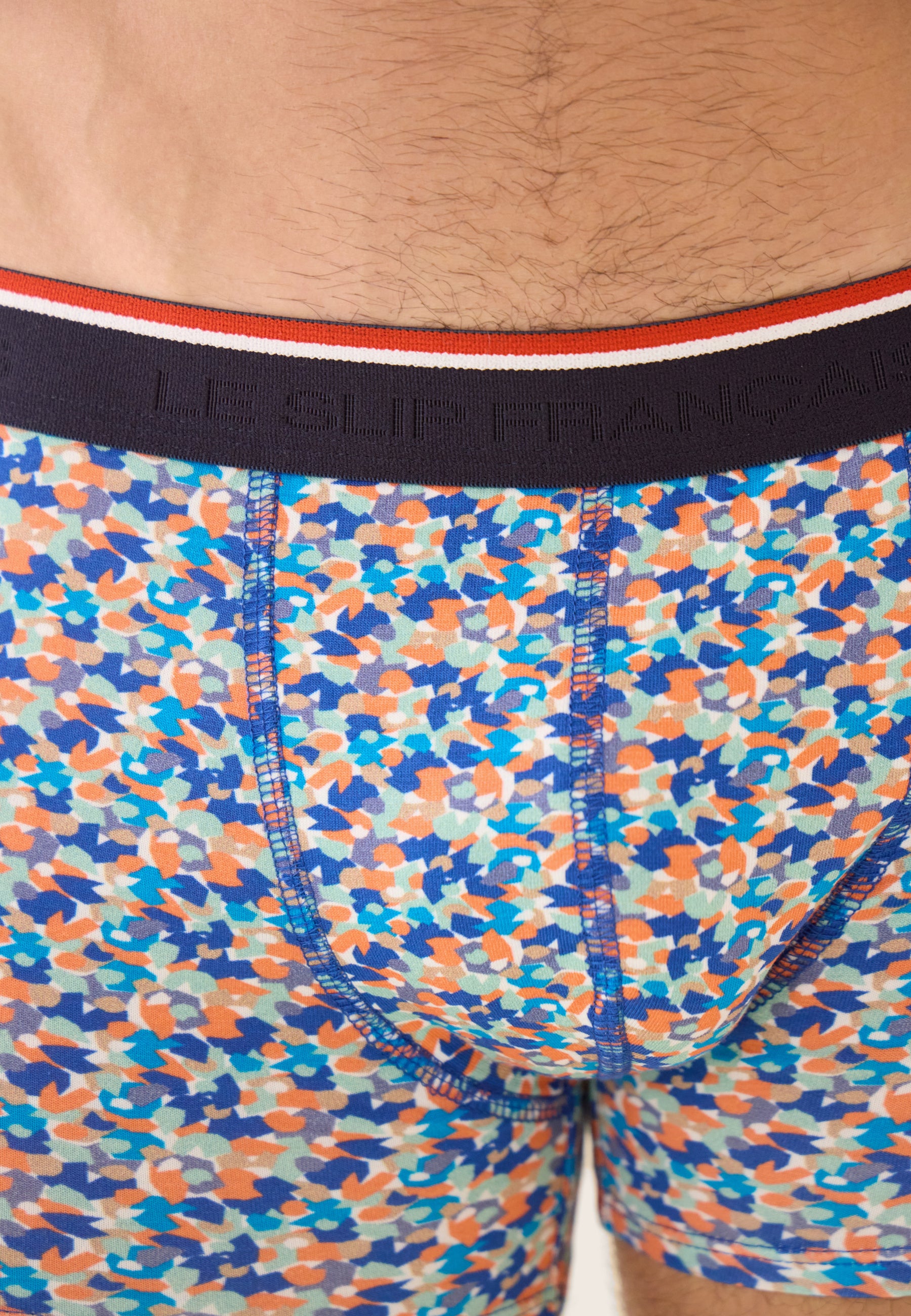 Blue confetti-pattern cotton boxer shorts - Marius Confetti Nautical Blue