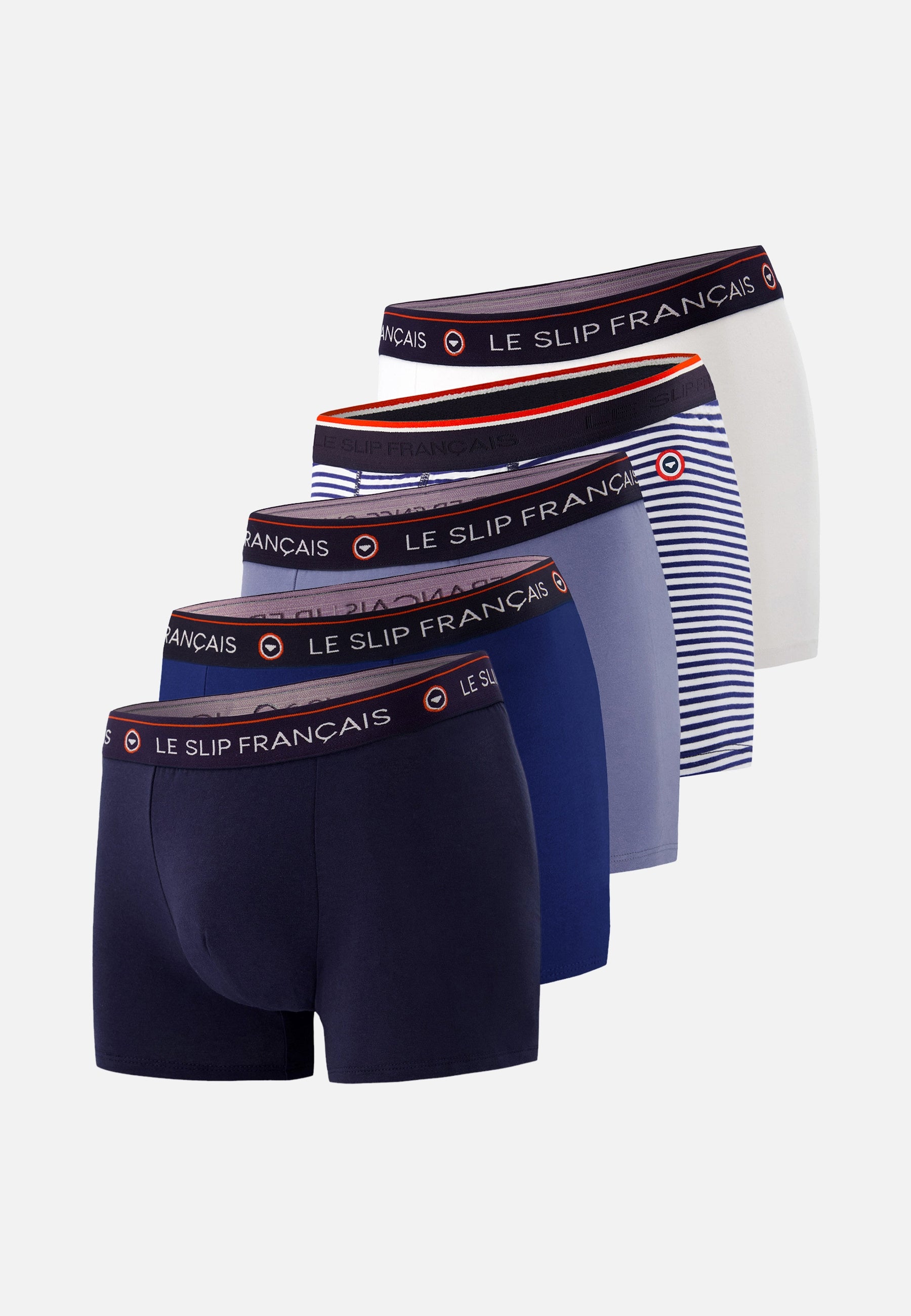 Lot de 5 boxers en coton - Boxers nuances de bleu