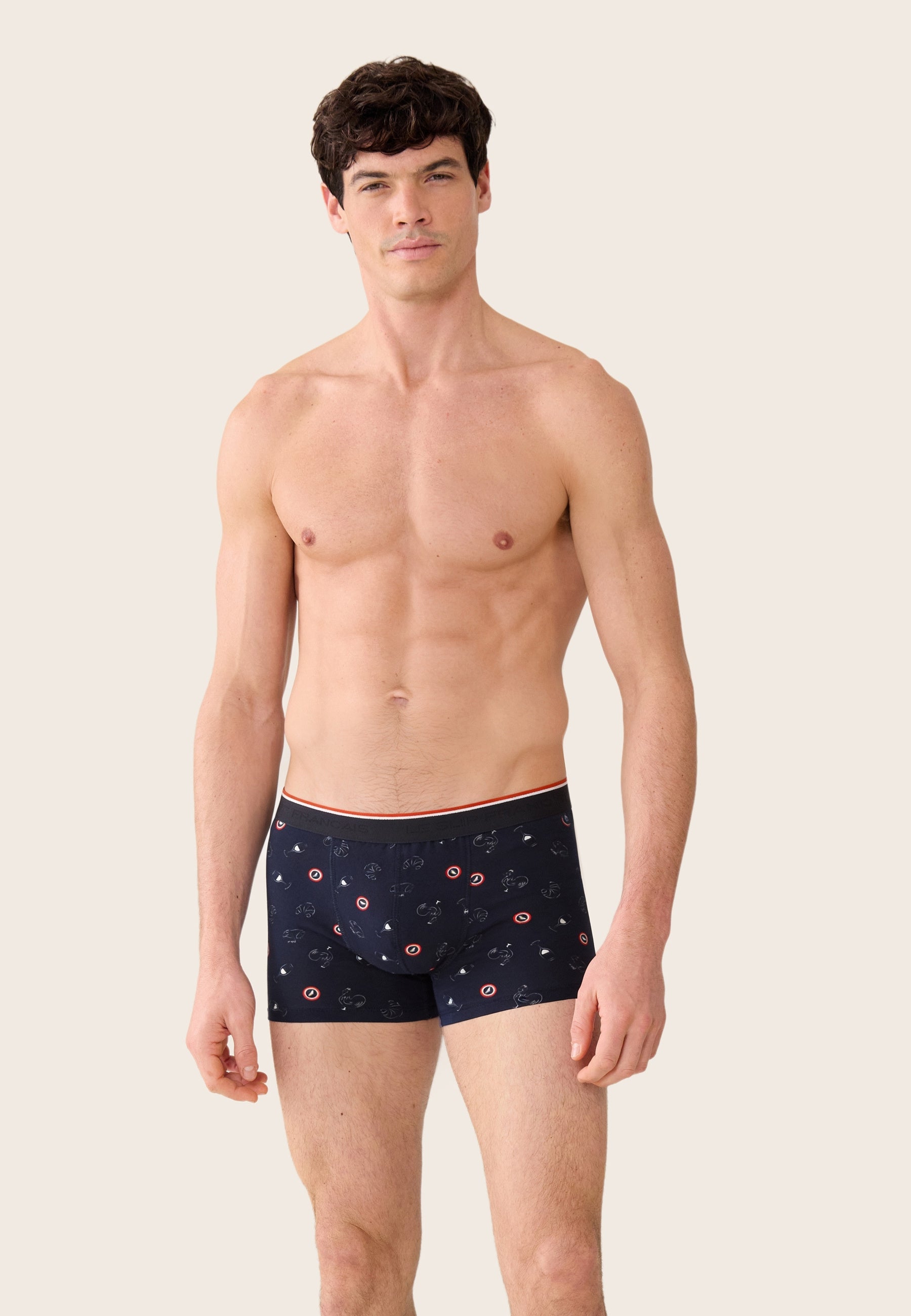 Boxer bleu à motifs français en coton - Marius La vie en slip