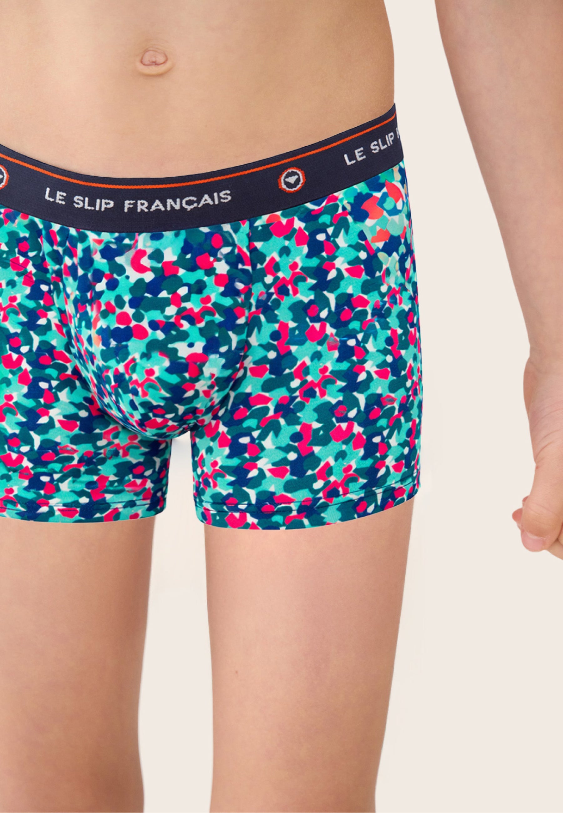 Boxer enfant vert à motif confetti en coton - Petit Joseph Confetti Vert D'Eau