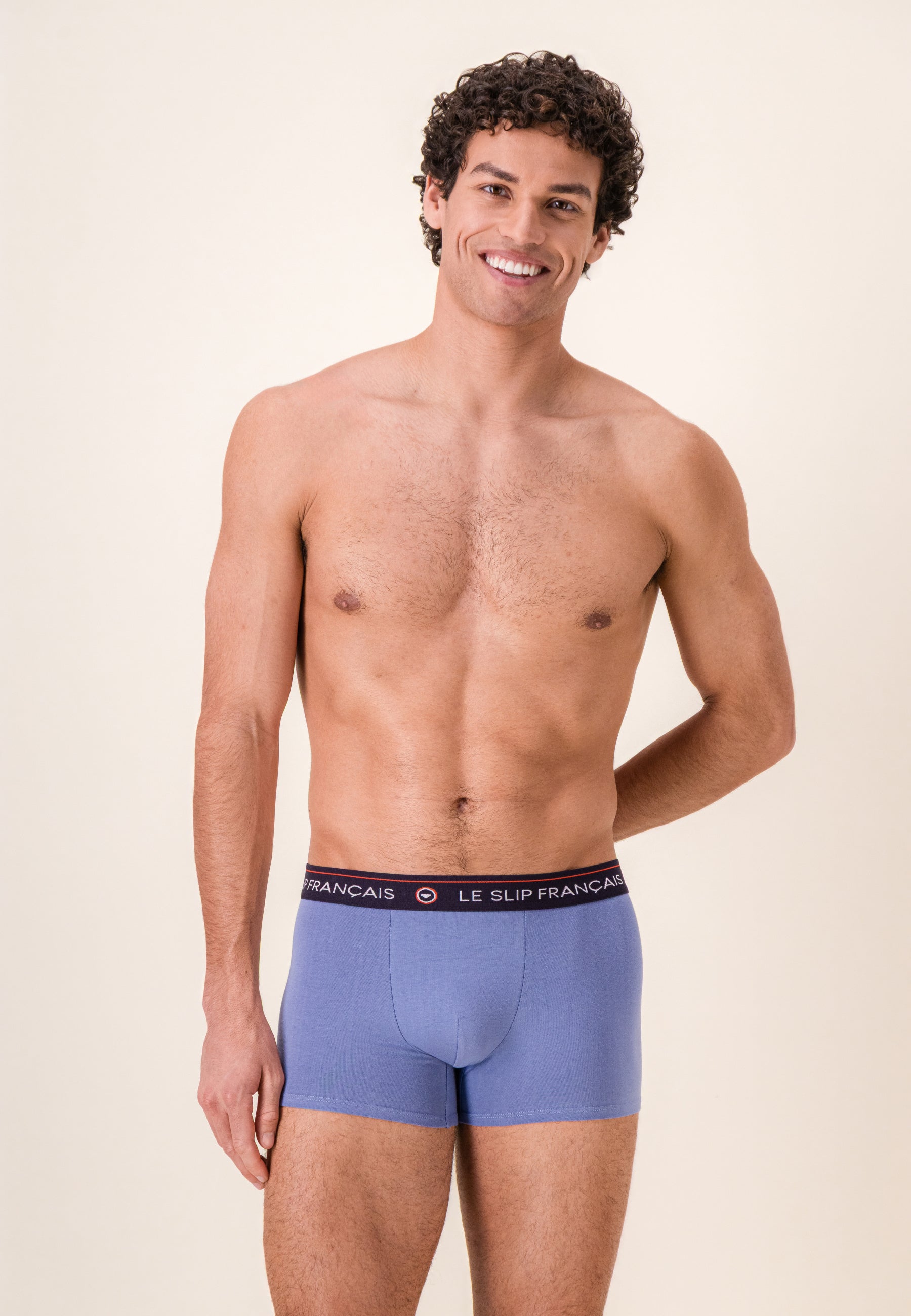 Lot de 3 boxers en coton - Boxers France En Slip Bleu Jean Marine