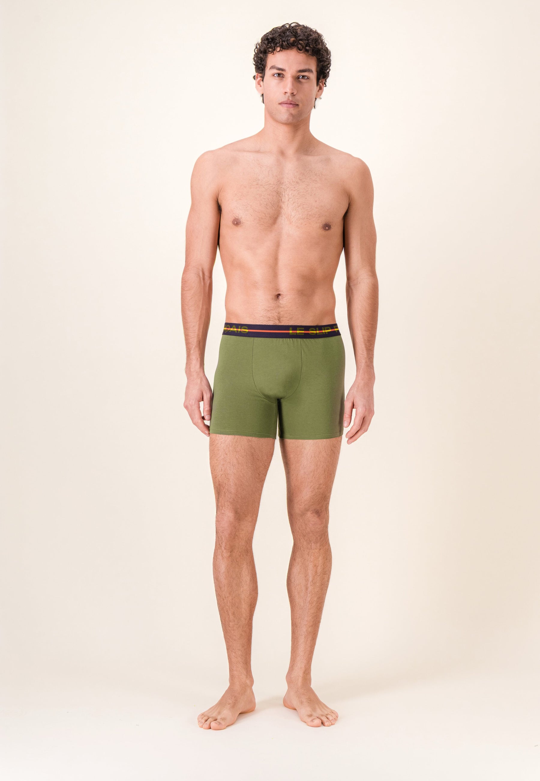 Boxer long vert en coton - Redoutable Long Kaki Veronese