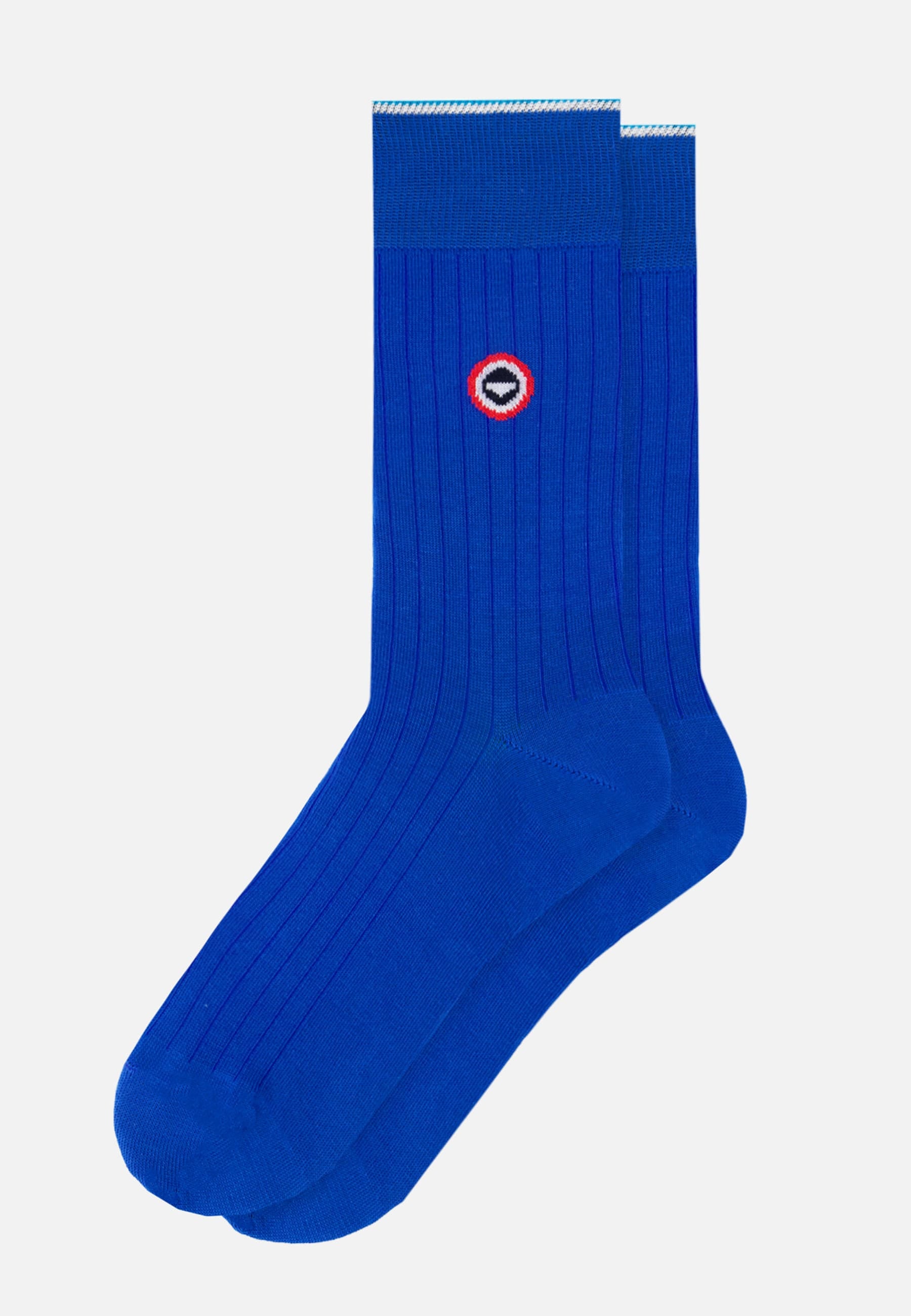 Chaussettes mi-hautes bleu en fil d'Écosse - Nessy Bleu Nautique