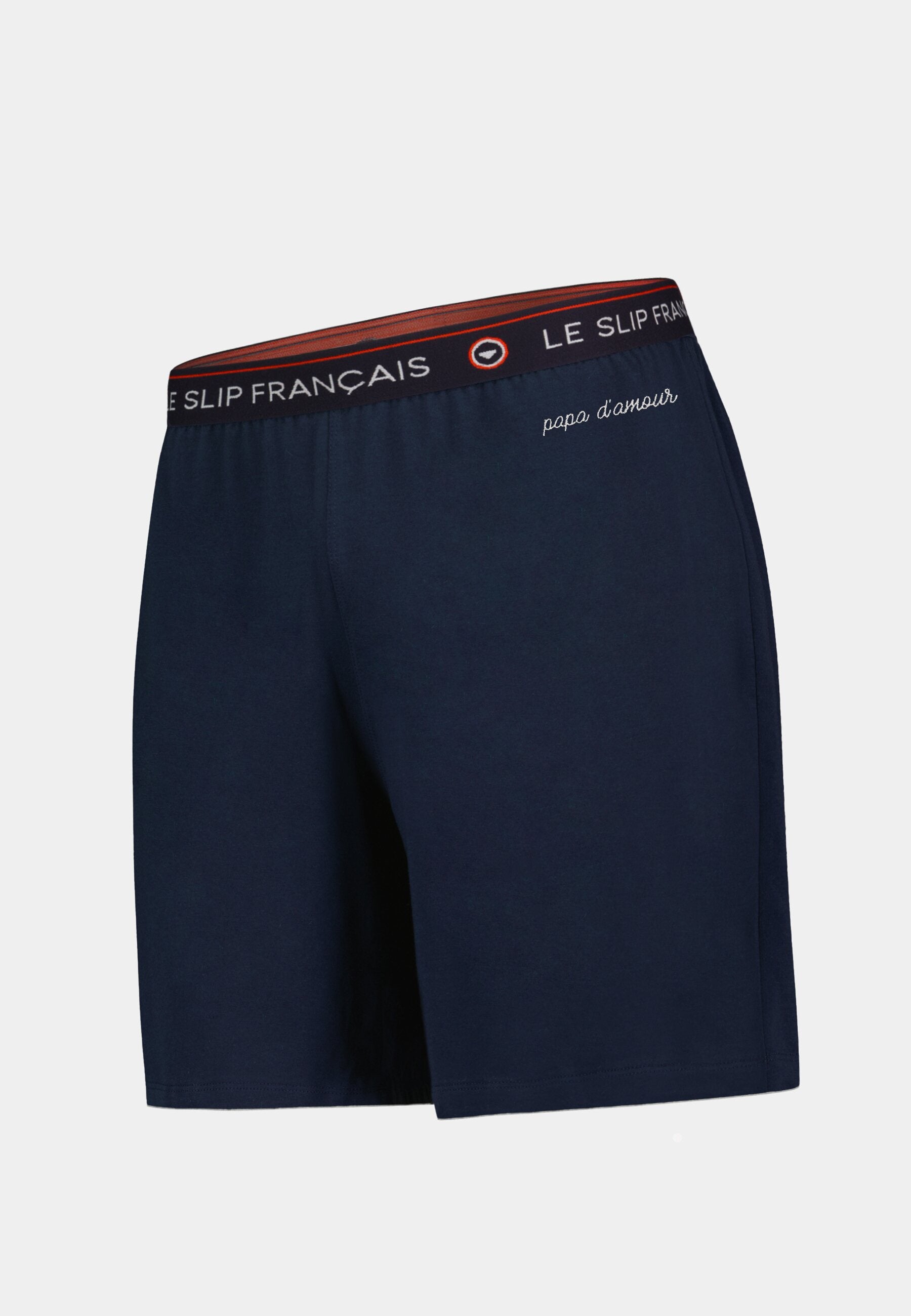 Bas de pyjama court bleu en coton - Invincible Marine Brodé Papa D'Amour
