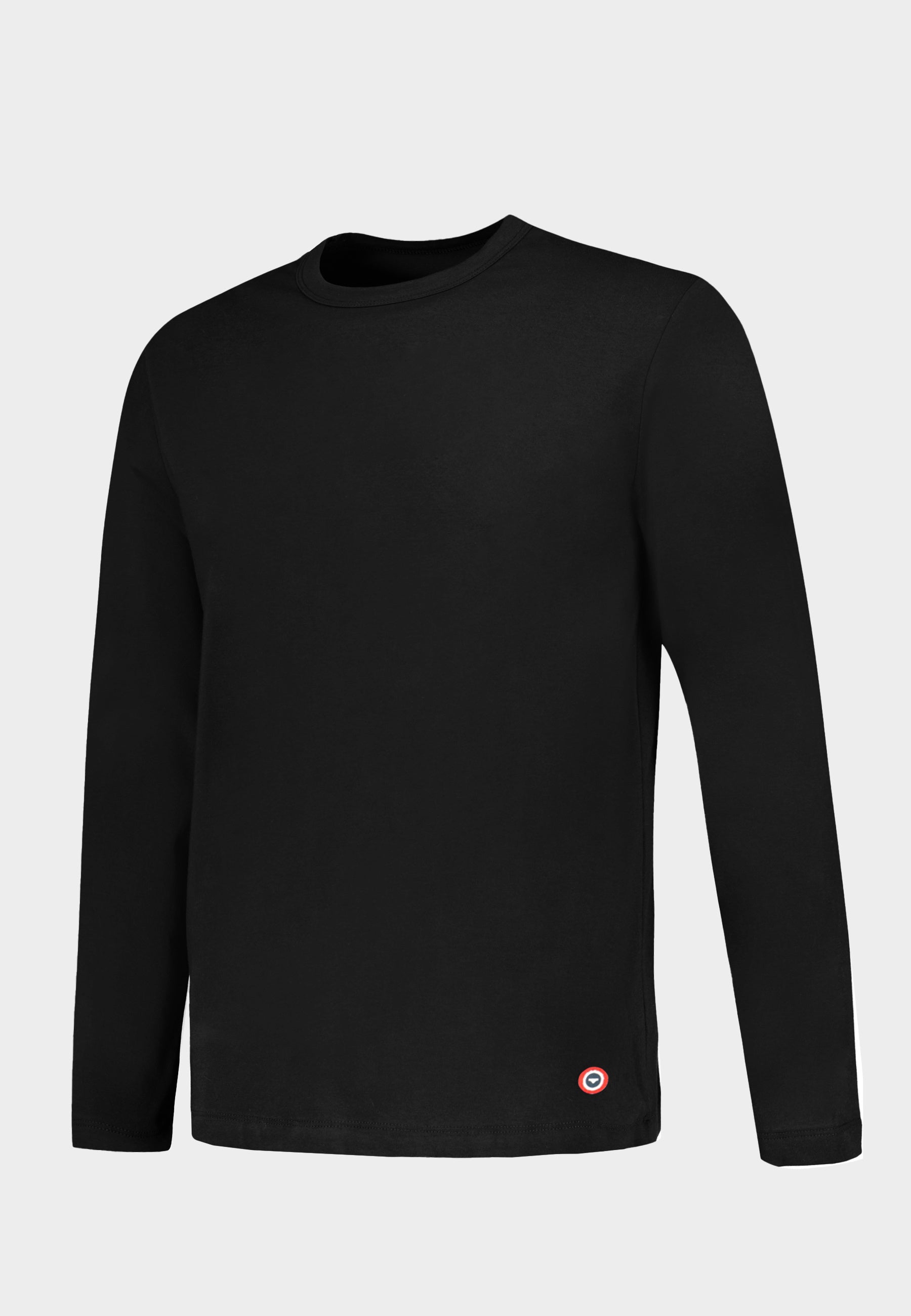 Men's Black Long Sleeve Cotton T-Shirt - Superb Black