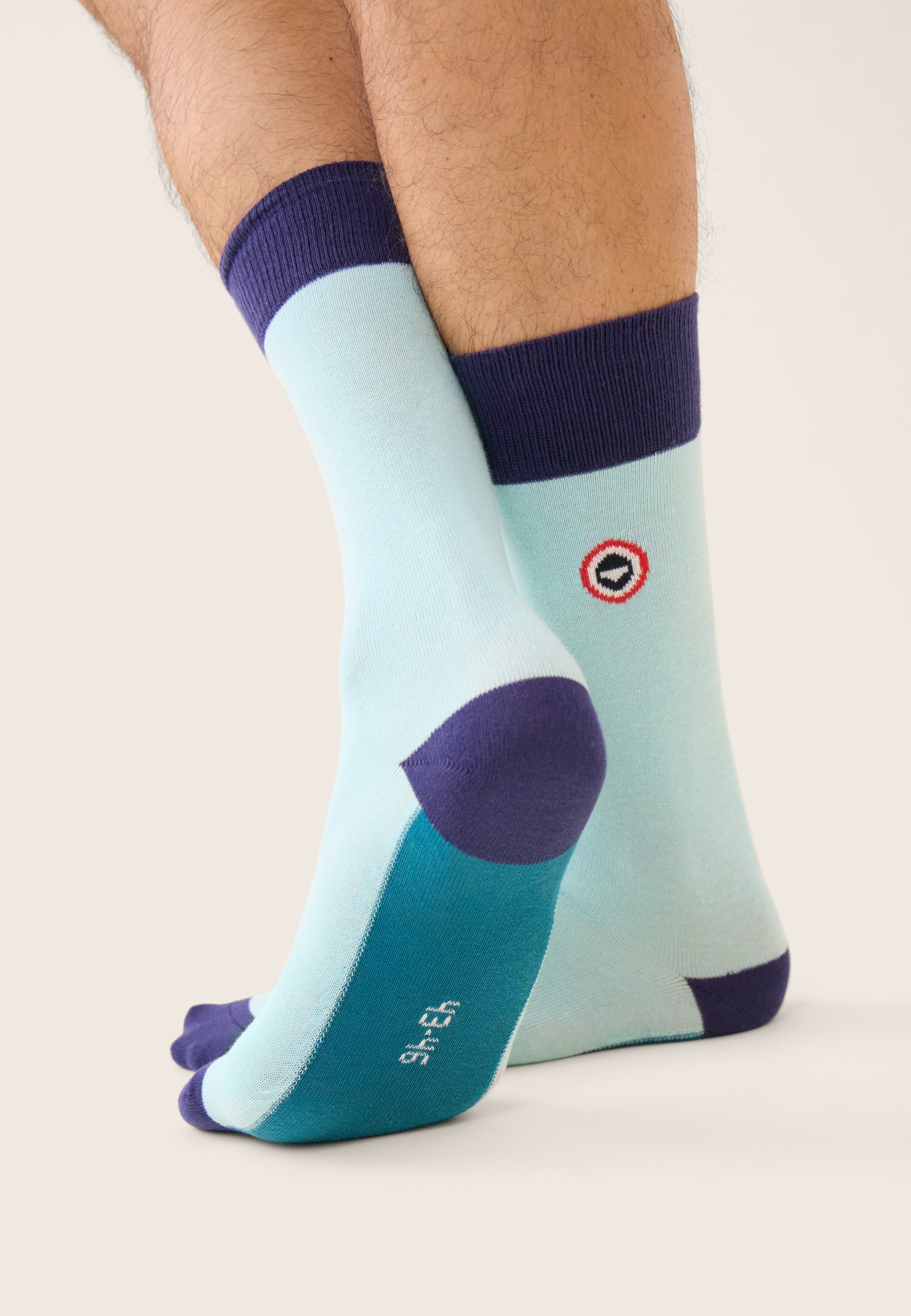 Chaussettes mi-hautes bleu fantaisie - Lucas Bloc Indigo Bleu Canard Vert D'Eau