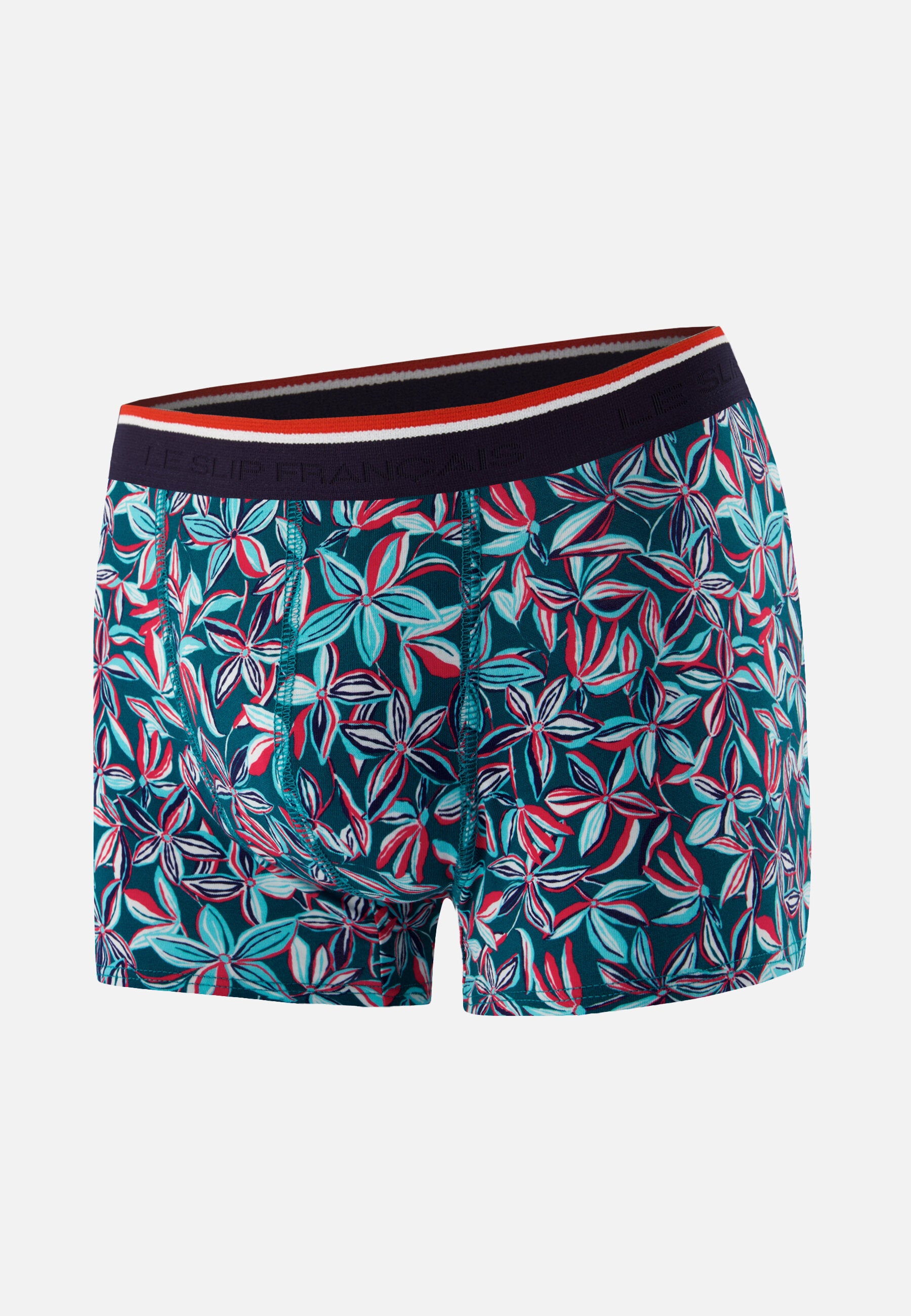 Boxer bleu à motif jasmin en coton - Marius Jasmin Bleu Canard